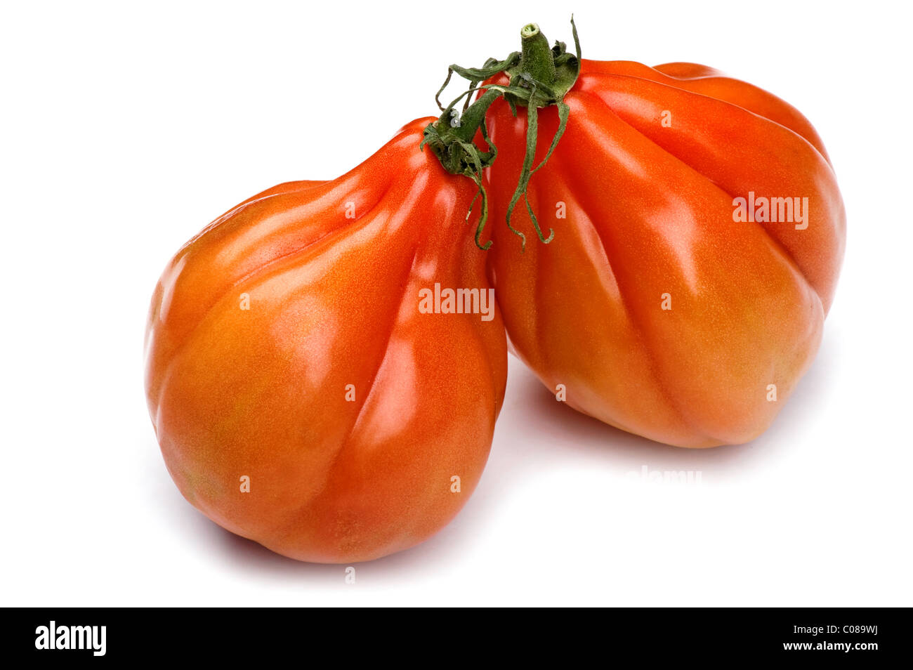 object on white - food Red tomato close up Stock Photo