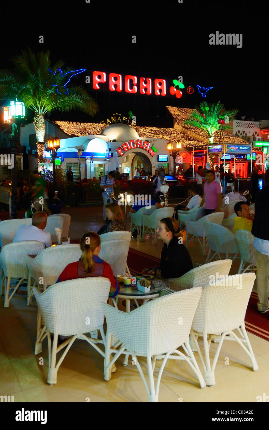 Restaurants and shops at the main street in downtown Naama (near Sharm