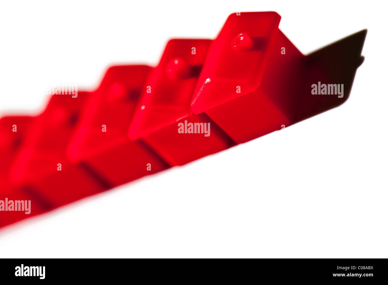 Red Houses on a white background with room for type Stock Photo
