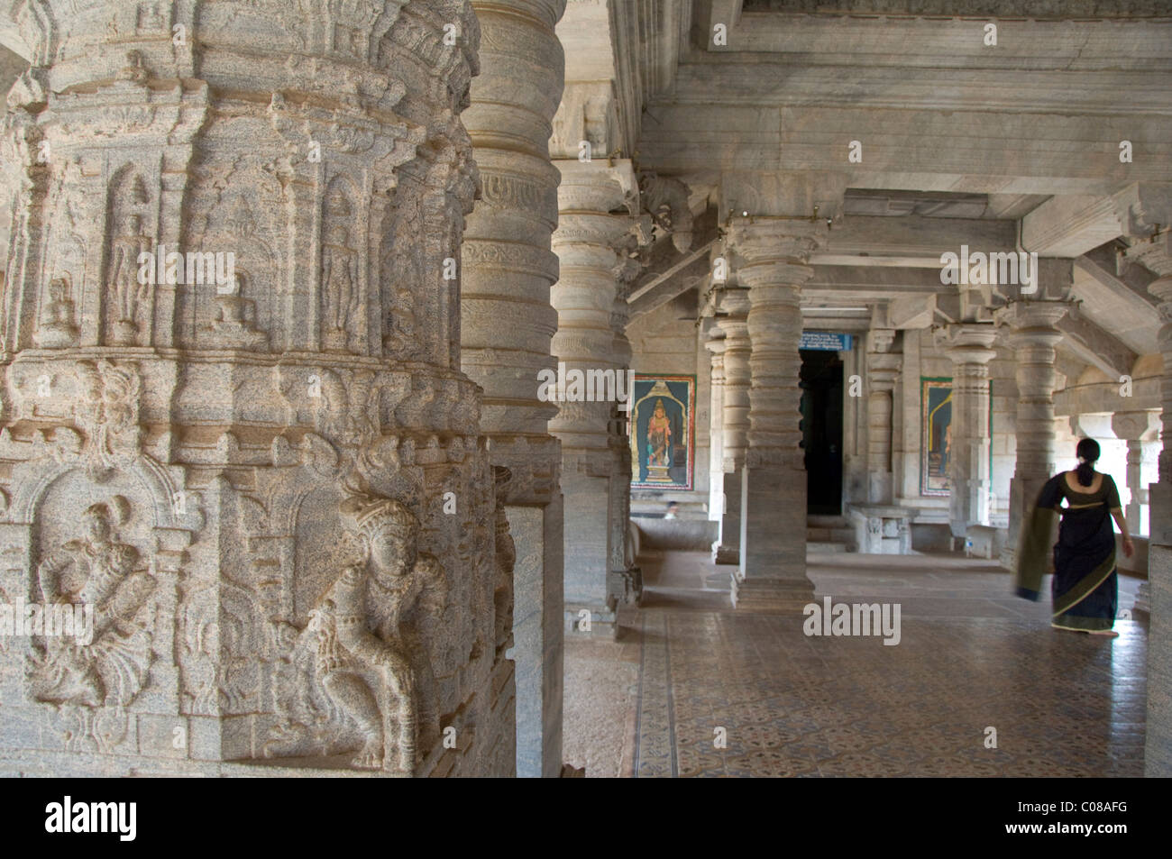 India, Karnataka, Mangalore, Moodbidri. Jain temple, Tribhuvana Tilaka Chudamani Basadi (aka Thousand Pillar Temple) c. 1430 AD. Stock Photo