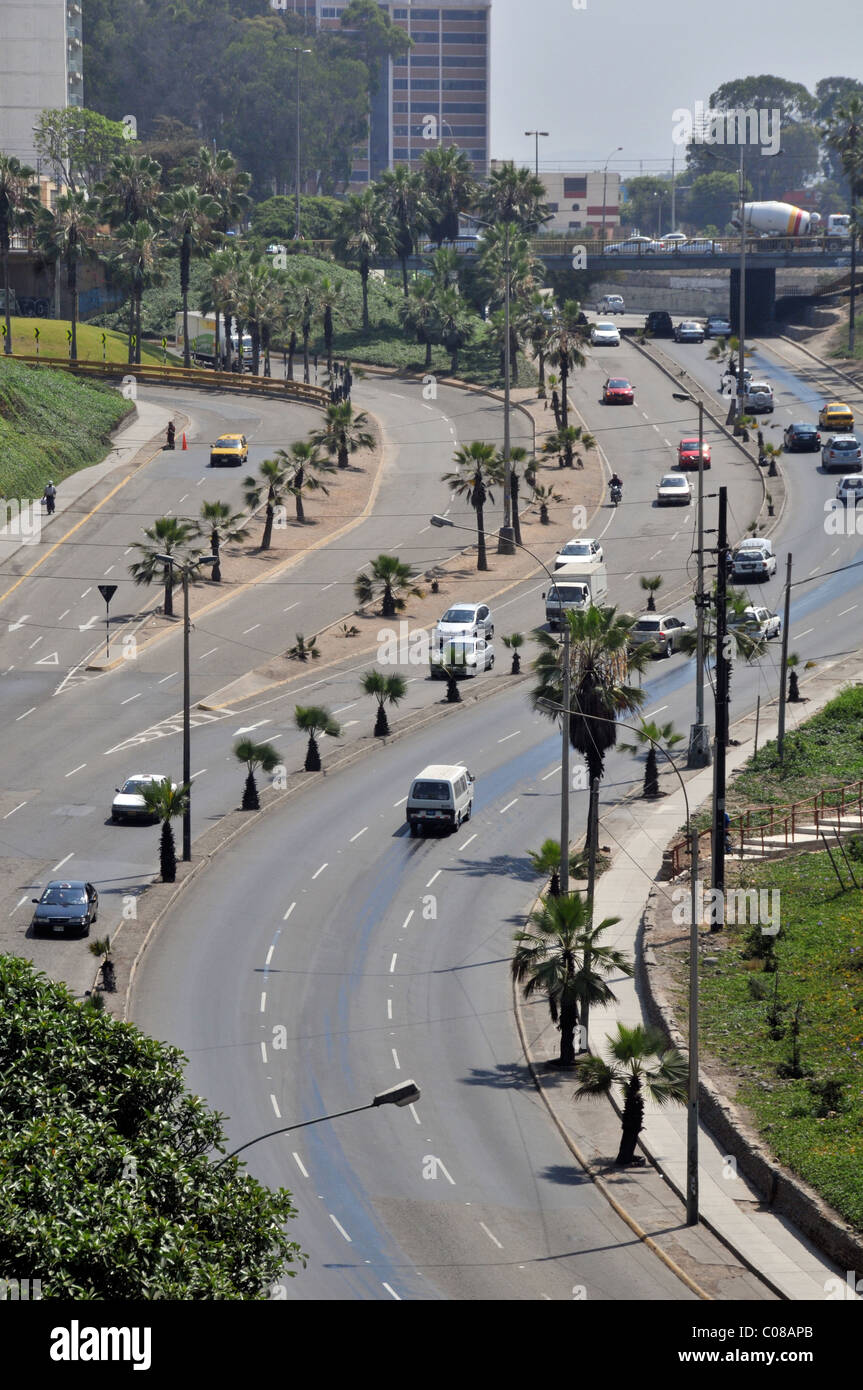 road scene, Miraflores, Lima, Peru, South America Stock Photo