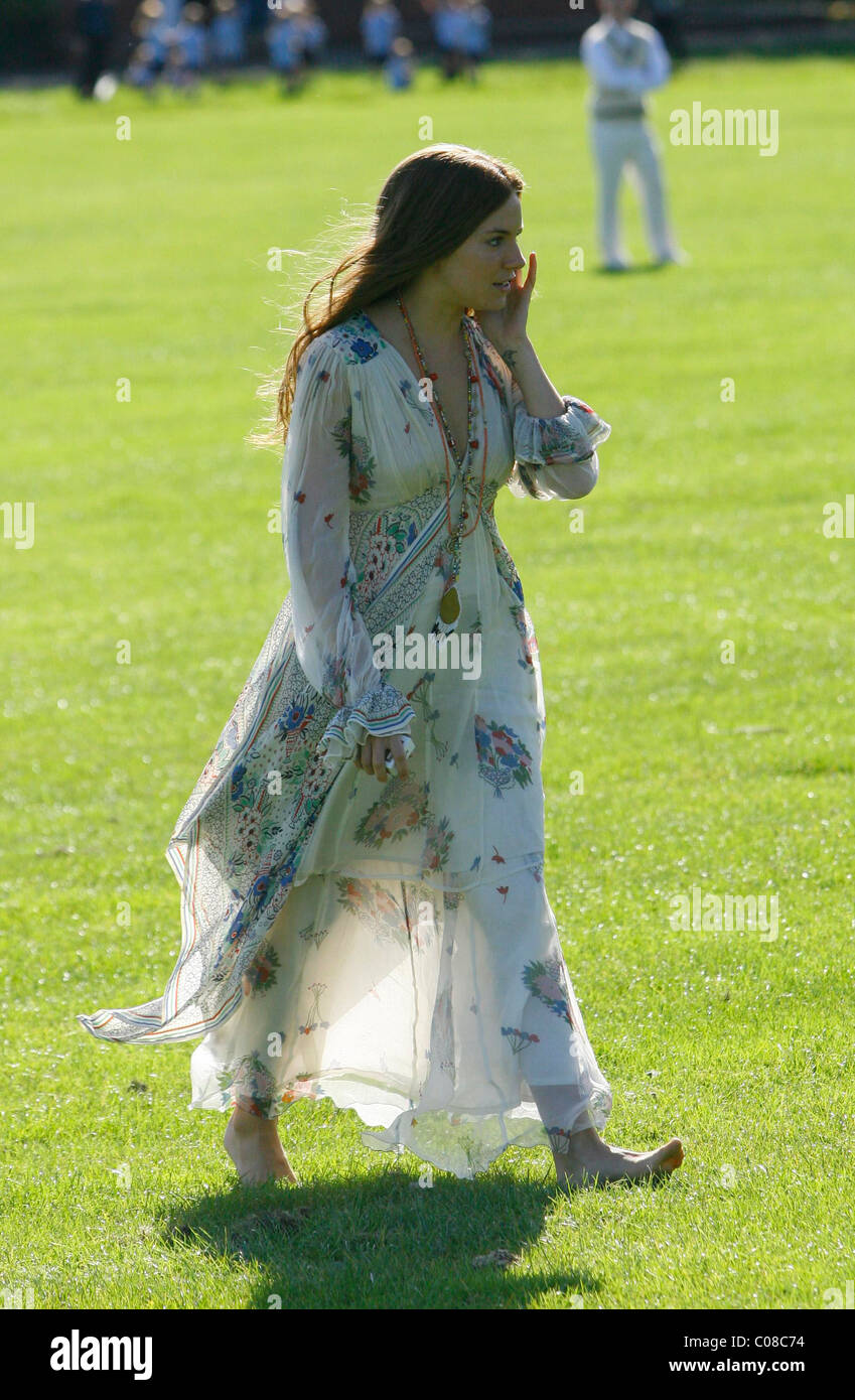 Sienna Miller filming on the set of her new movie "Hippie Hippie Shake