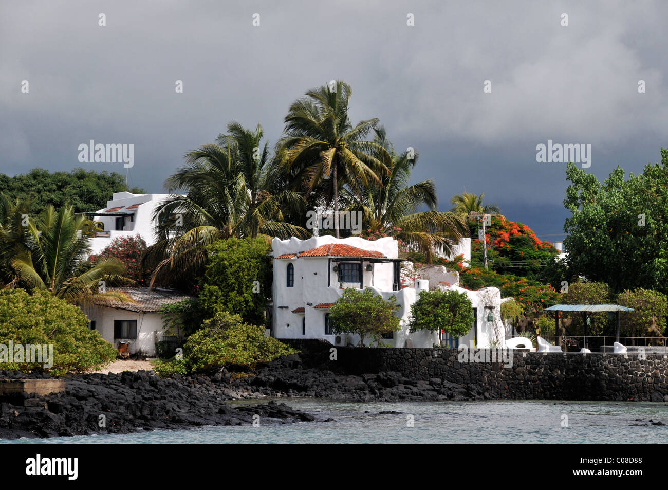 houses on the sea Puerto Ayora Santa Cruz island Galapagos islands