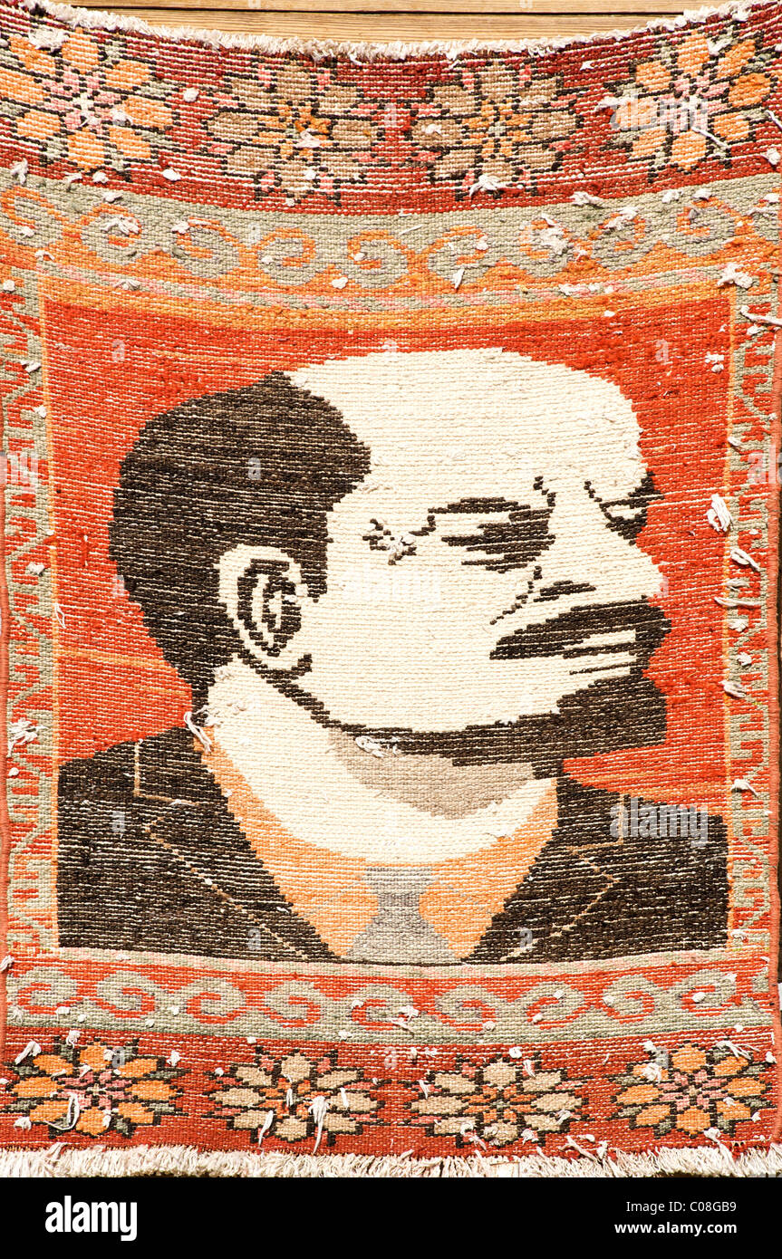 Handmade woven rug of Lenin, Bukhara, Uzbekistan Stock Photo - Alamy