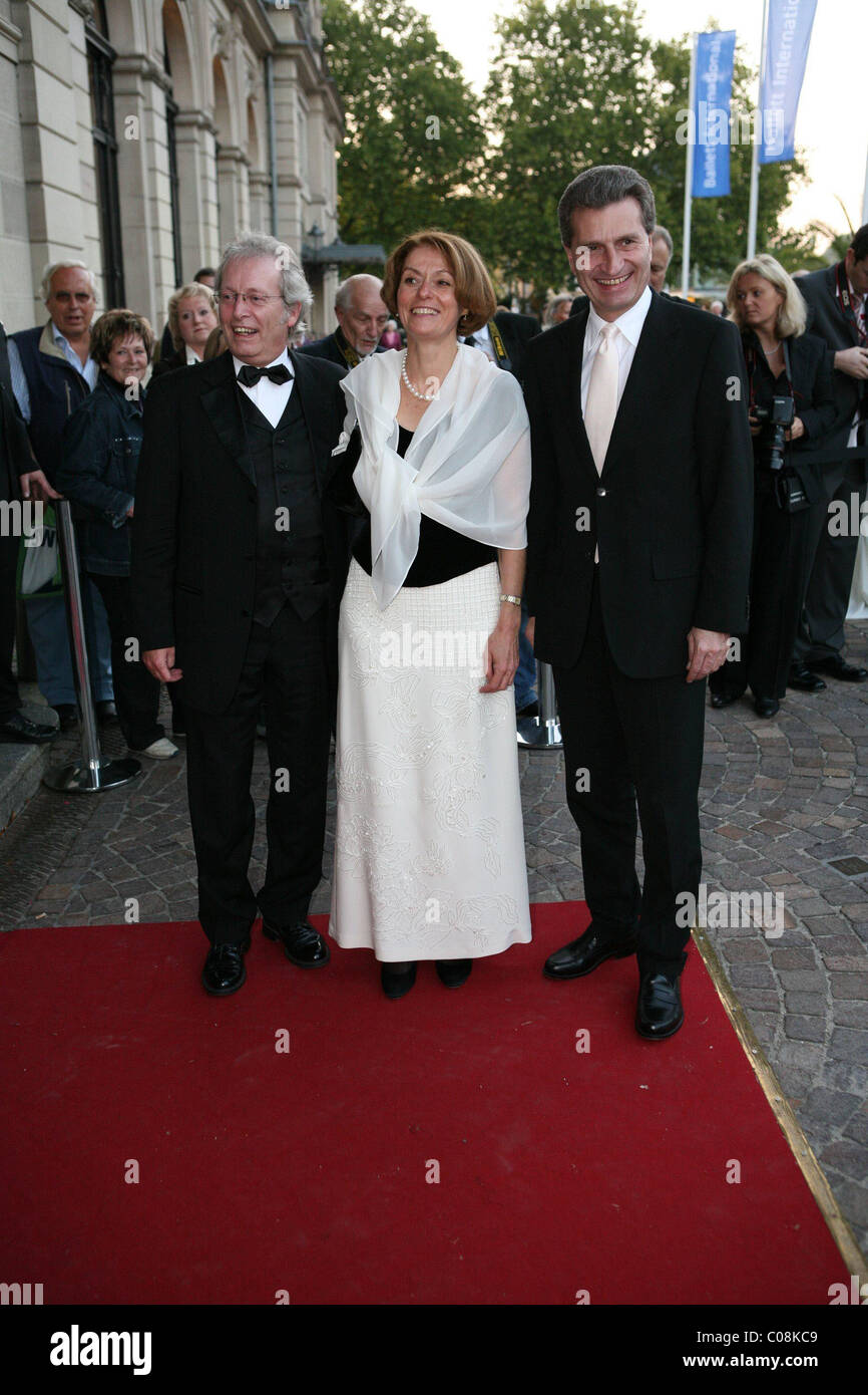 Andreas Moelich-Zebhauser, Lioba Zebhauser, Guenther Oettinger Herbert von Karajan Award at Festspielhaus  Baden-Baden, Germany Stock Photo