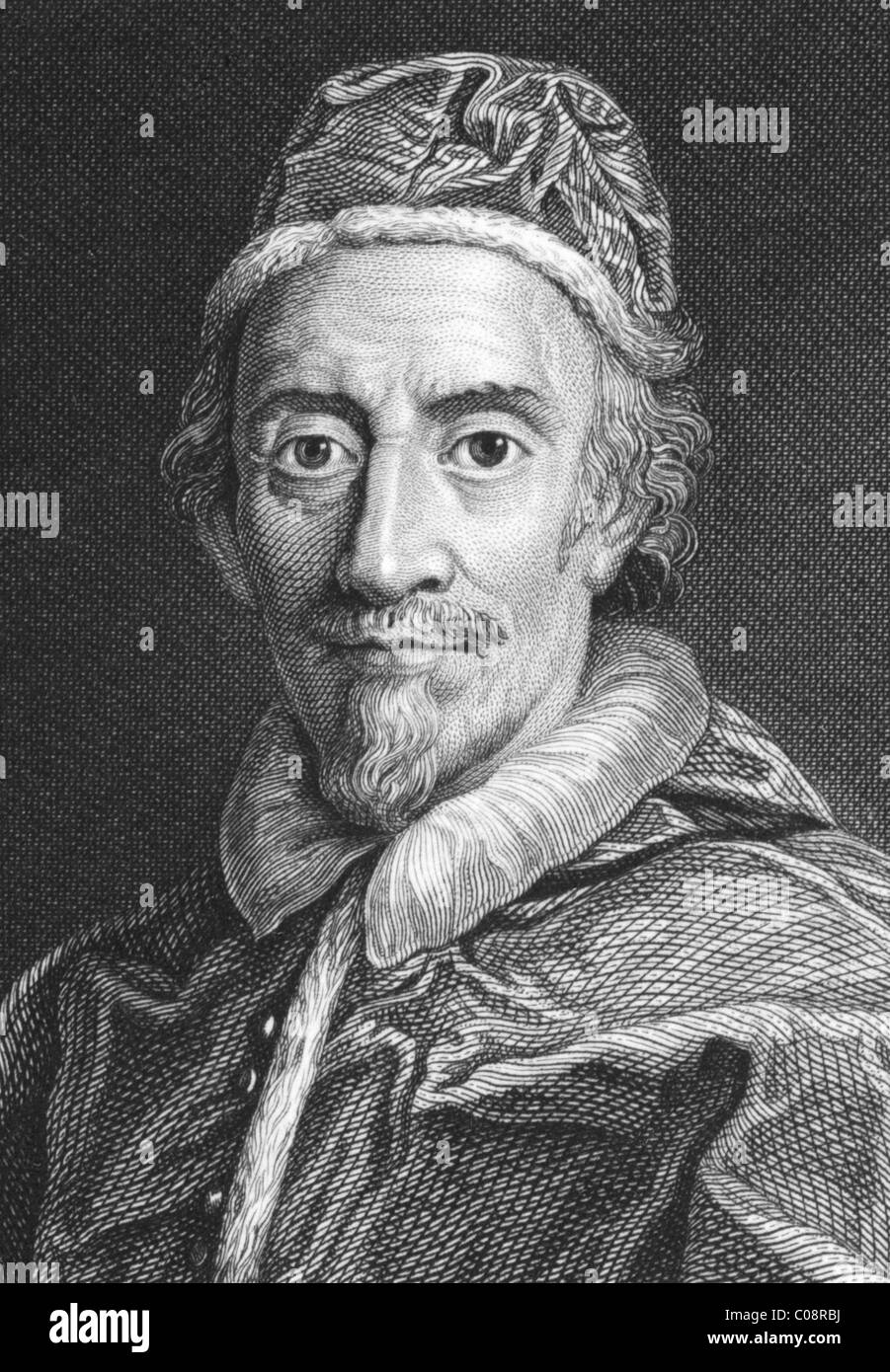 Pope Clement IX (1600-1669) on engraving from the 1800s. Born Giulio Rospigliosi, was Pope during 1667-1669. Stock Photo