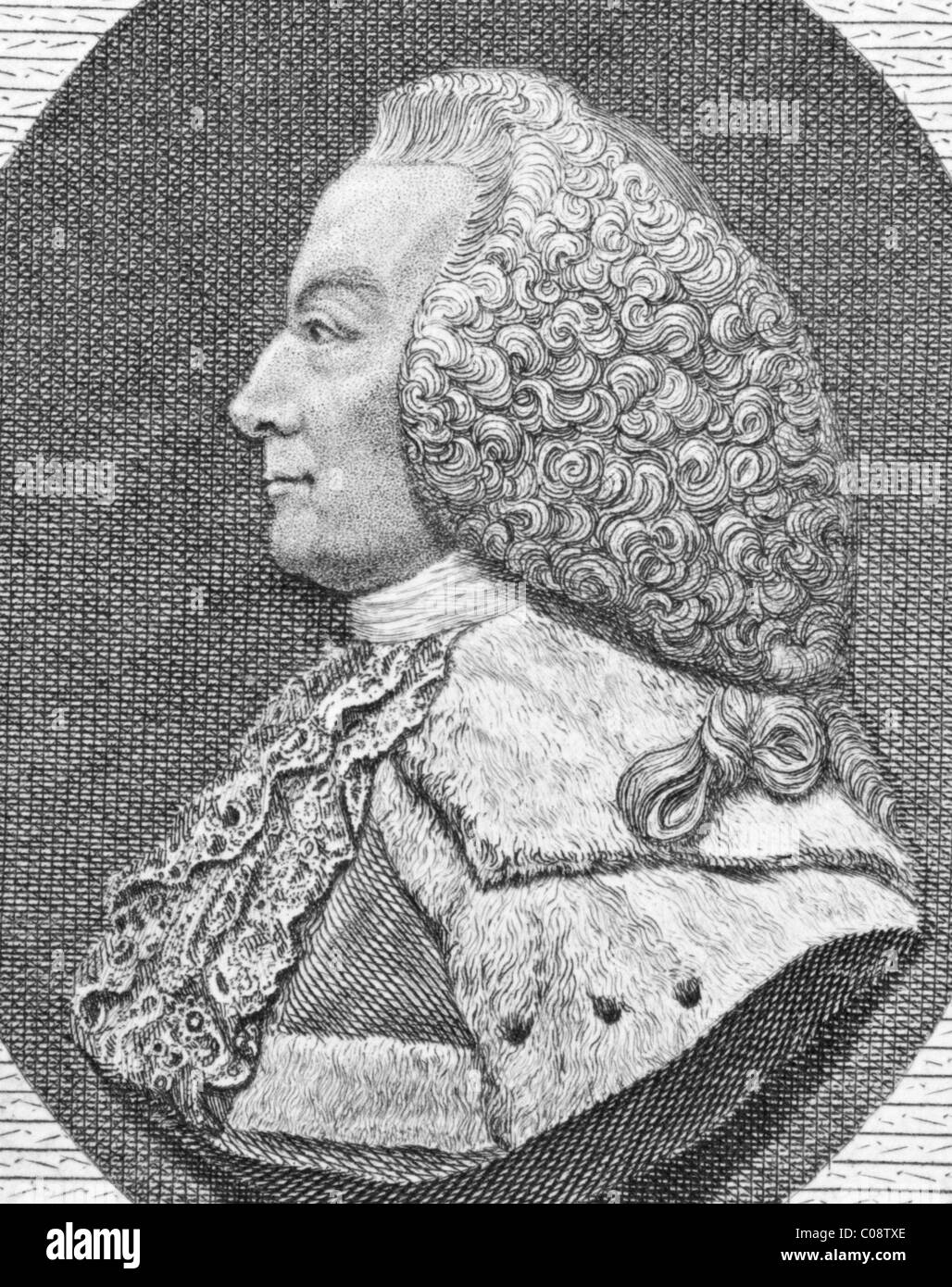 William Murray, 1st Earl of Mansfield (1705-1793) on engraving from the 1800s. British barrister, politician and judge. Stock Photo