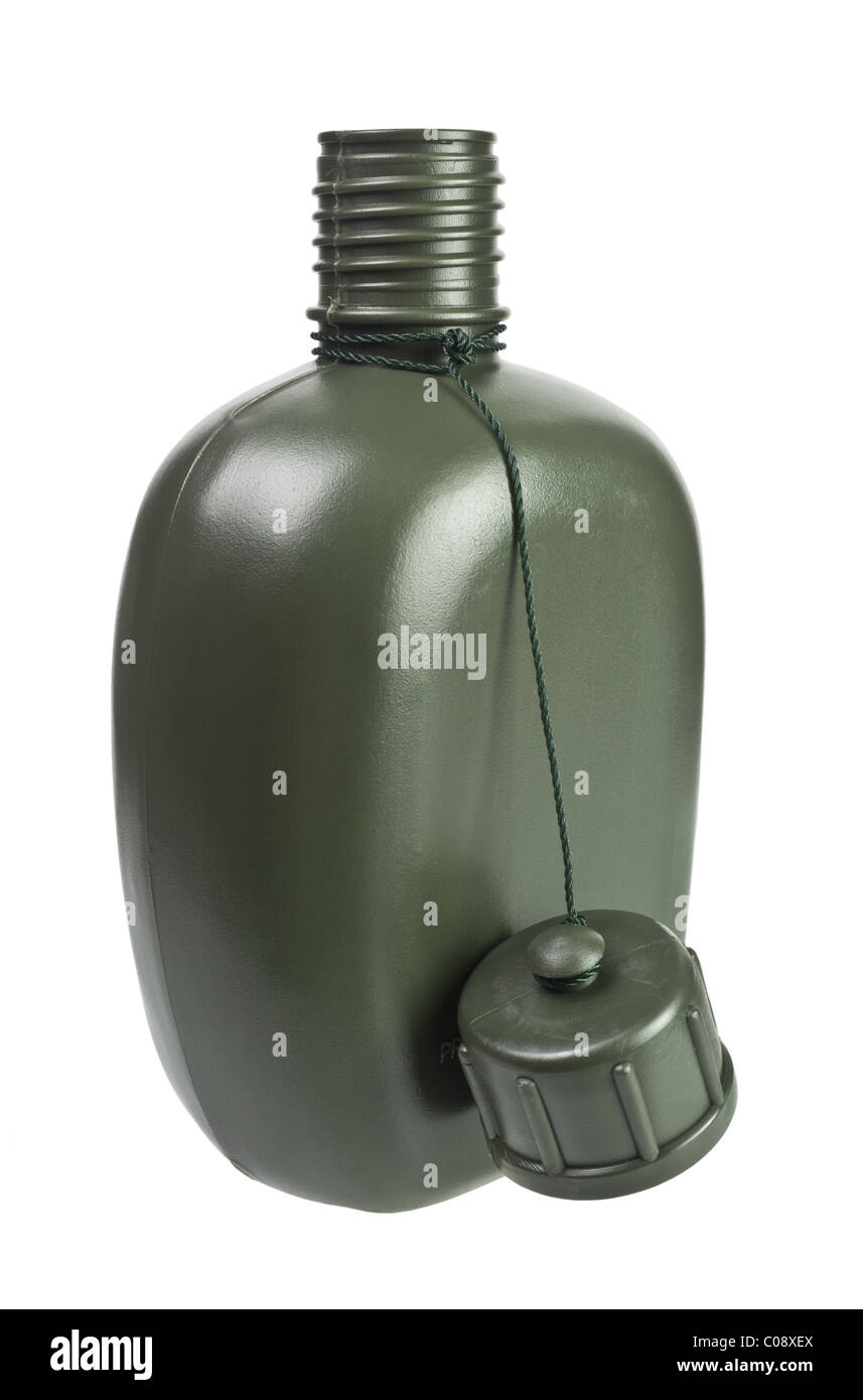 Army green plastic canteen isolated on white background Stock Photo Alamy