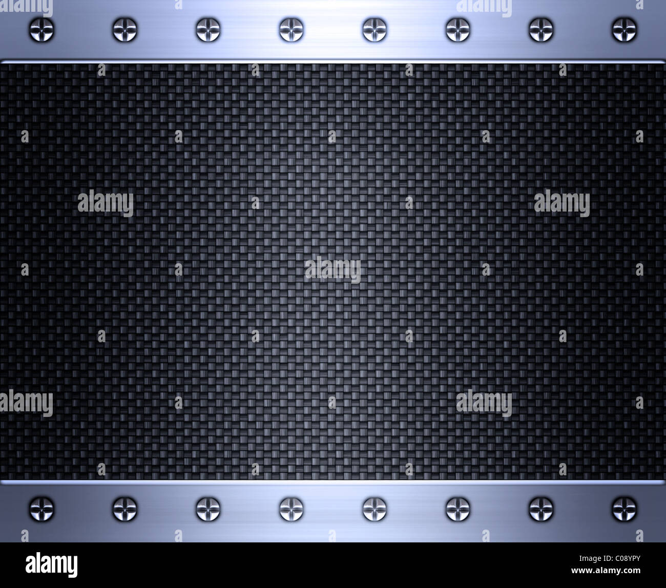 image of carbon fibre inlaid in brushed steel frame Stock Photo