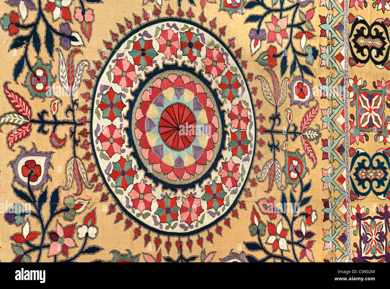 Embroiderd suzani textile, Bukhara, Uzbekistan Stock Photo