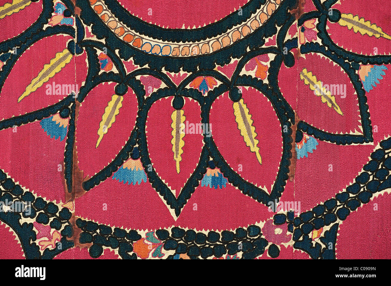 Antique Suzani. Silk embroidered textile from Uzbekistan Stock Photo