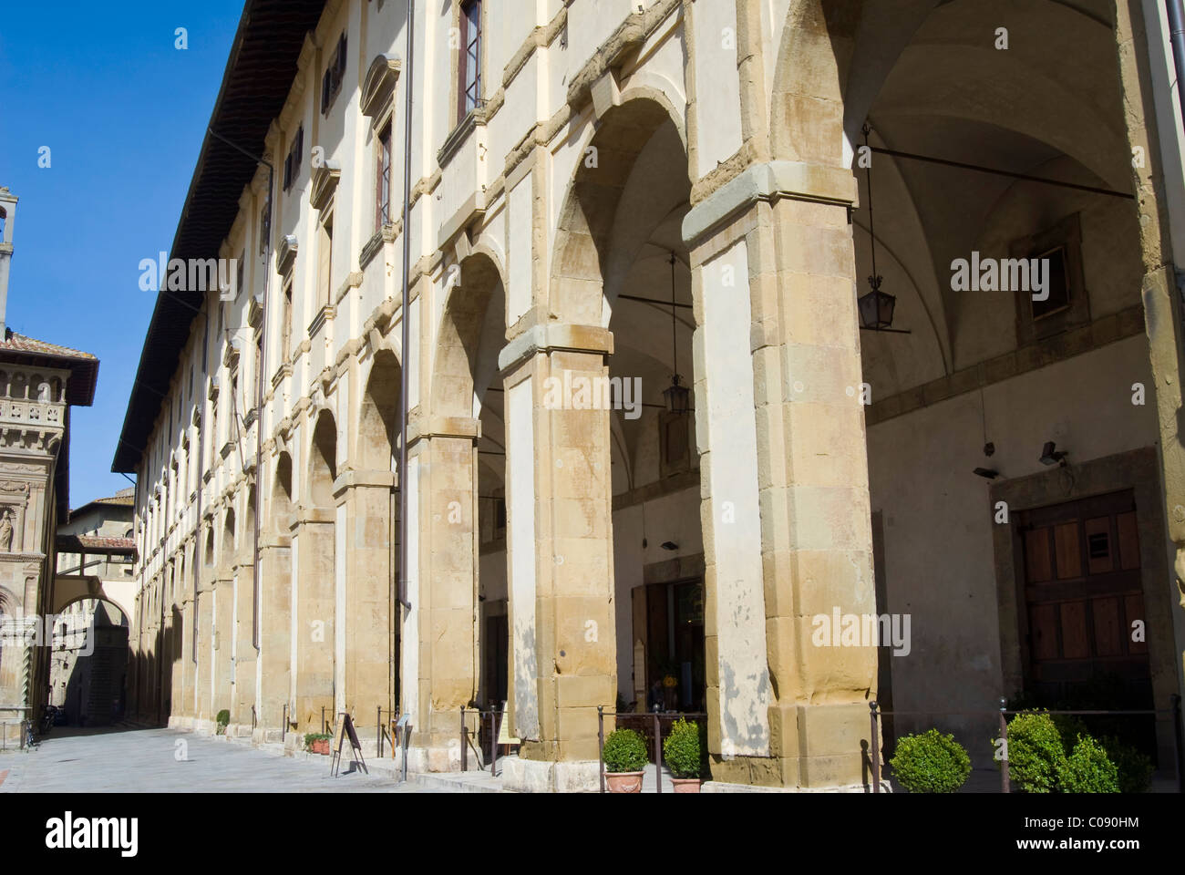 The Logge del Vasari, Piazza Vasari or Piazza Grande, Arezzo, Tuscany, Italy Stock Photo