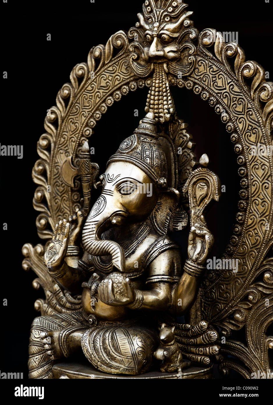 Lord Ganesha statue the hindu elephant god against black background Stock  Photo - Alamy
