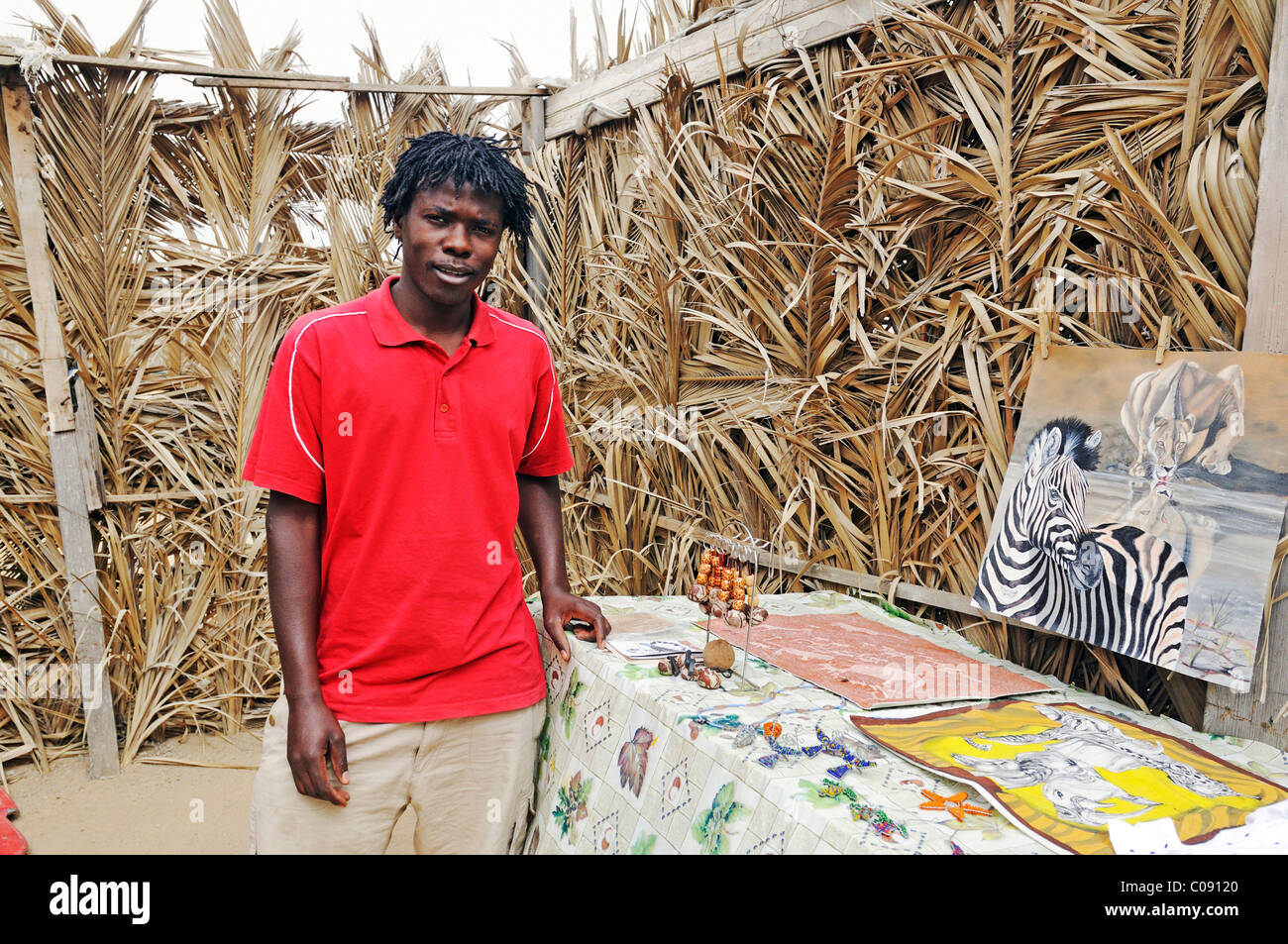 Black artist selling his works in the Mondesa township, Swakopmund town