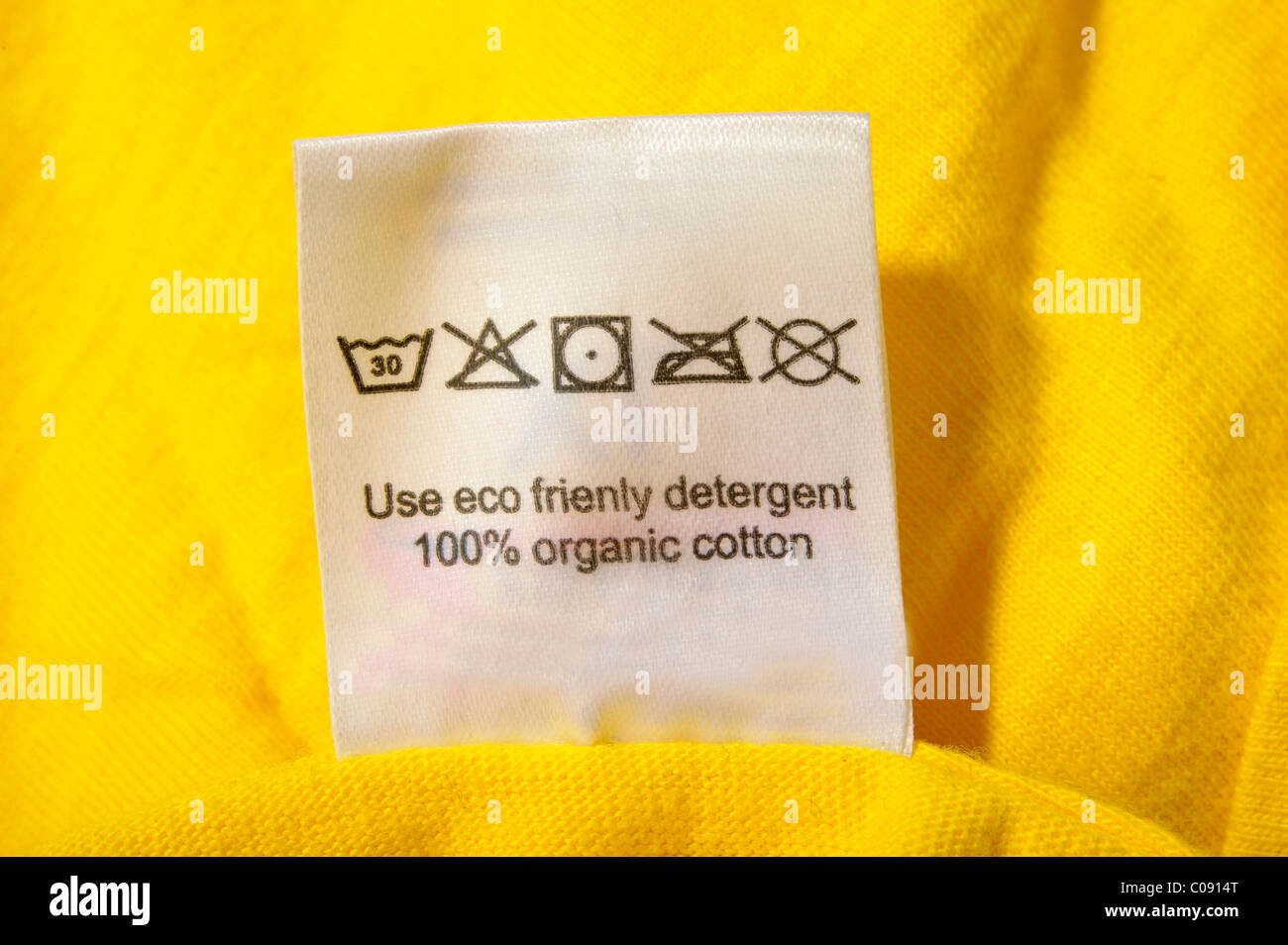 100% organic cotton label on a T-Shirt Stock Photo