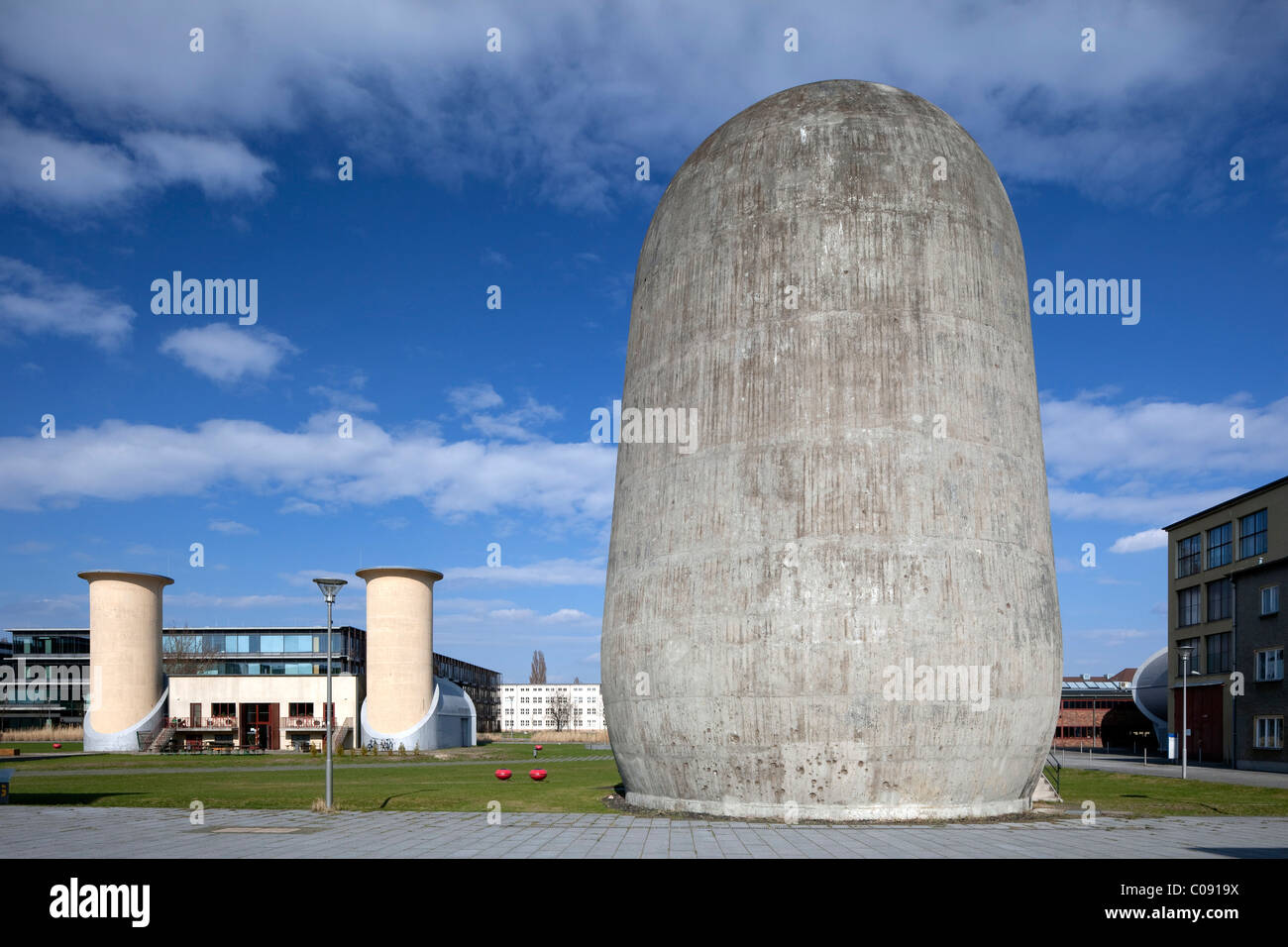 Vertical wind tunnel, technical monument, former airport Johannisthal, Wissenschaftsstadt Adlershof Science City, Berlin Stock Photo