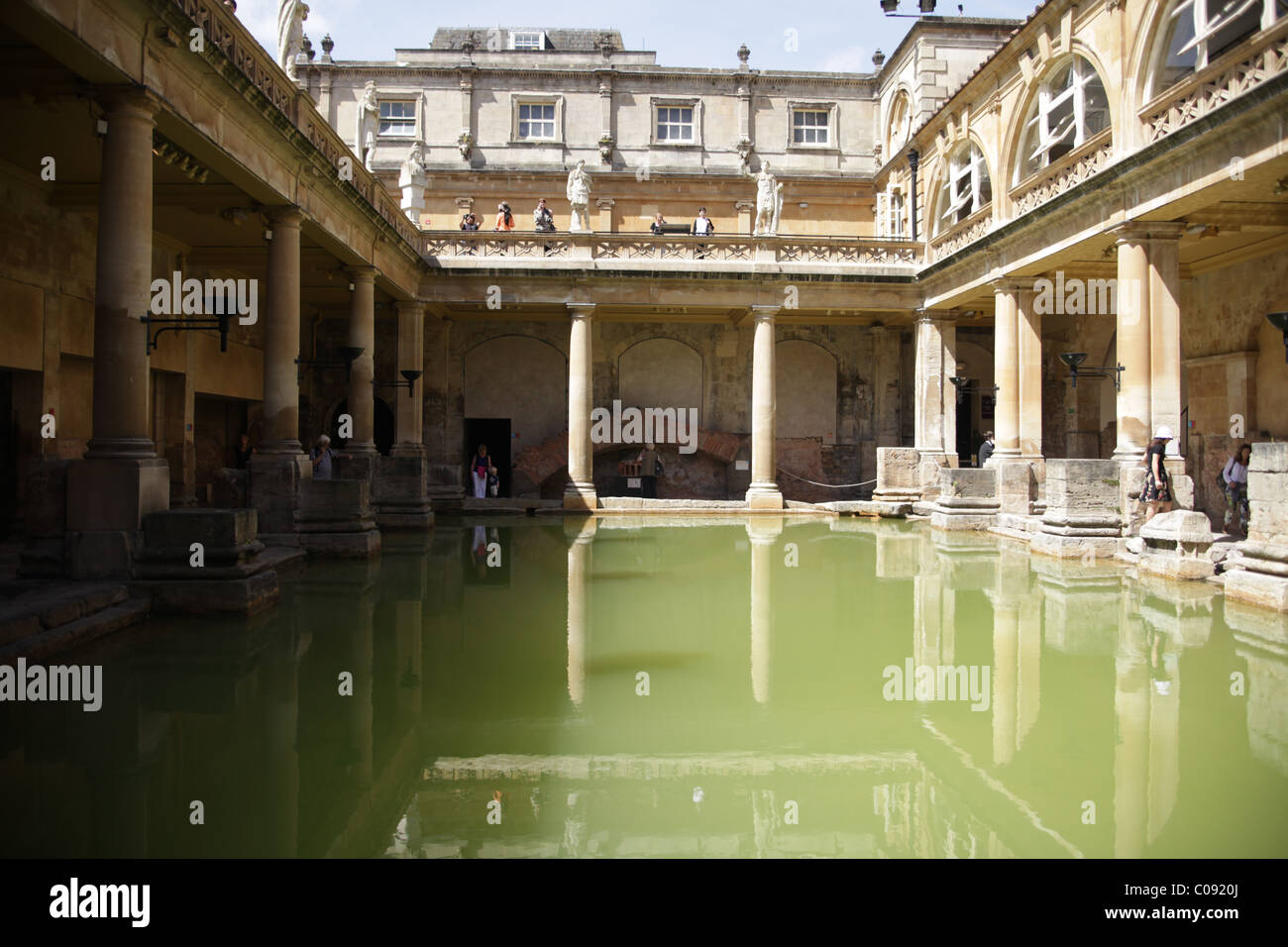 People at the Roman Baths in Bath, England Stock Photo