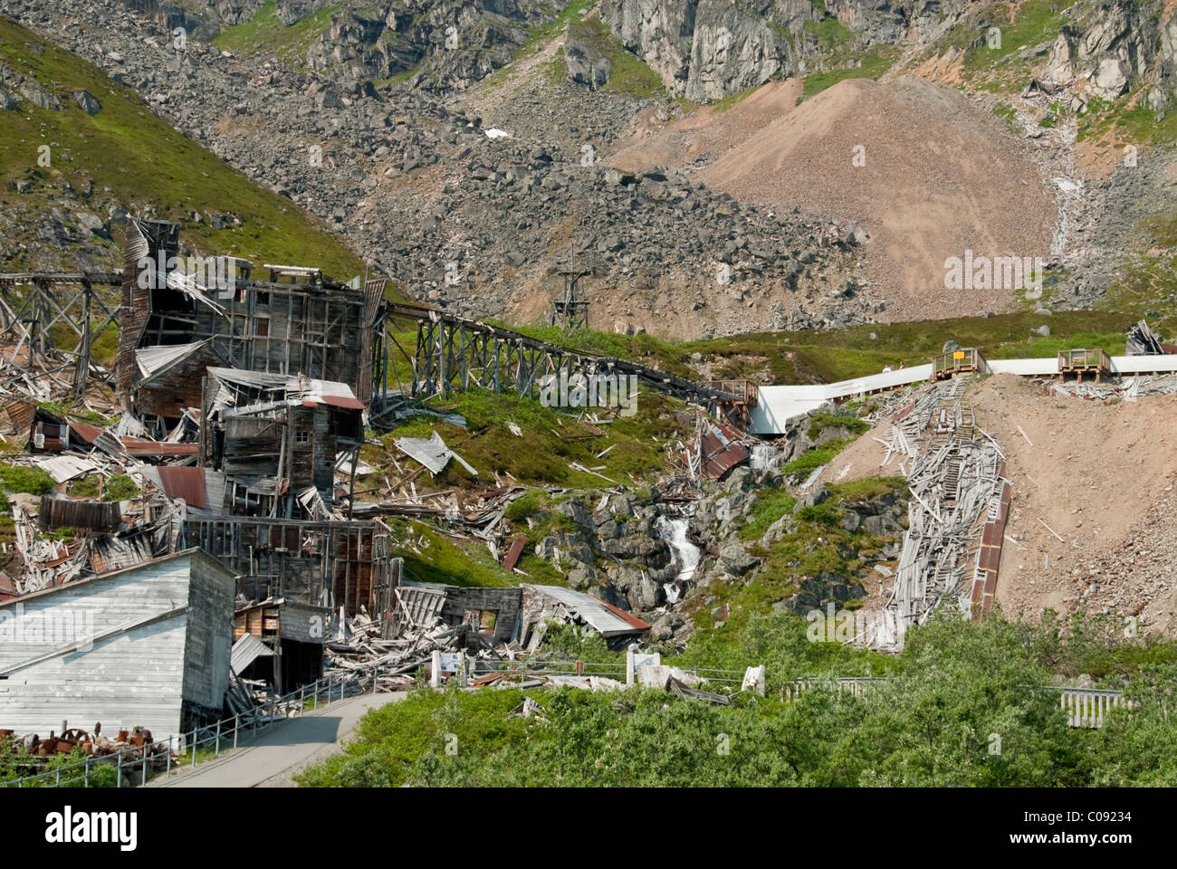 Historic mill building complex of Independence Mine State Historical Park, Hatcher Pass, Talkeetna Mountains Stock Photo