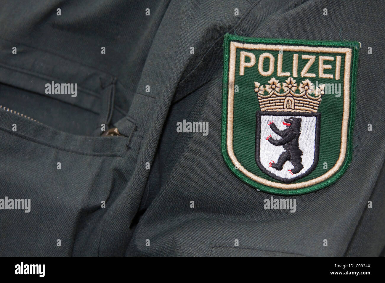 Berlin's coat of arms on a police uniform Stock Photo