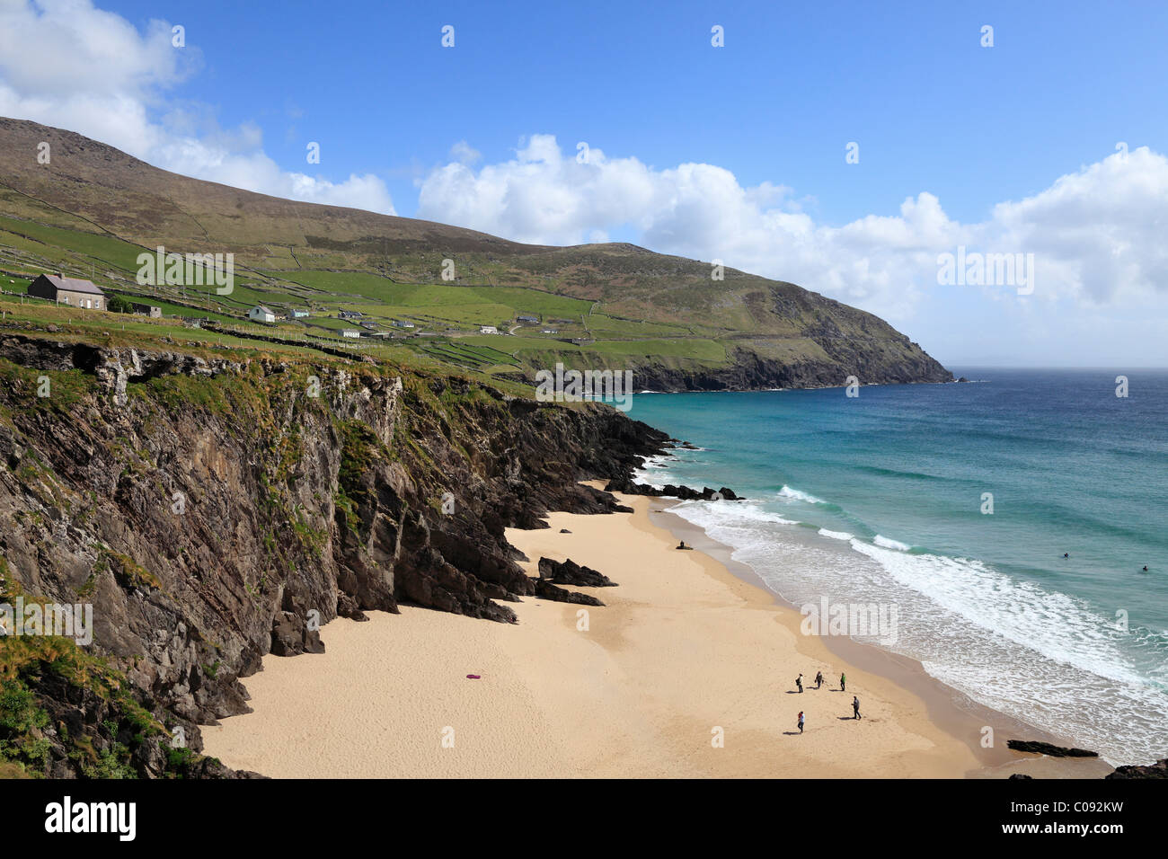 Beach at Dunmore Head, Slea Head at back, Dingle Peninsula, County Kerry, Ireland, British Isles, Europe Stock Photo