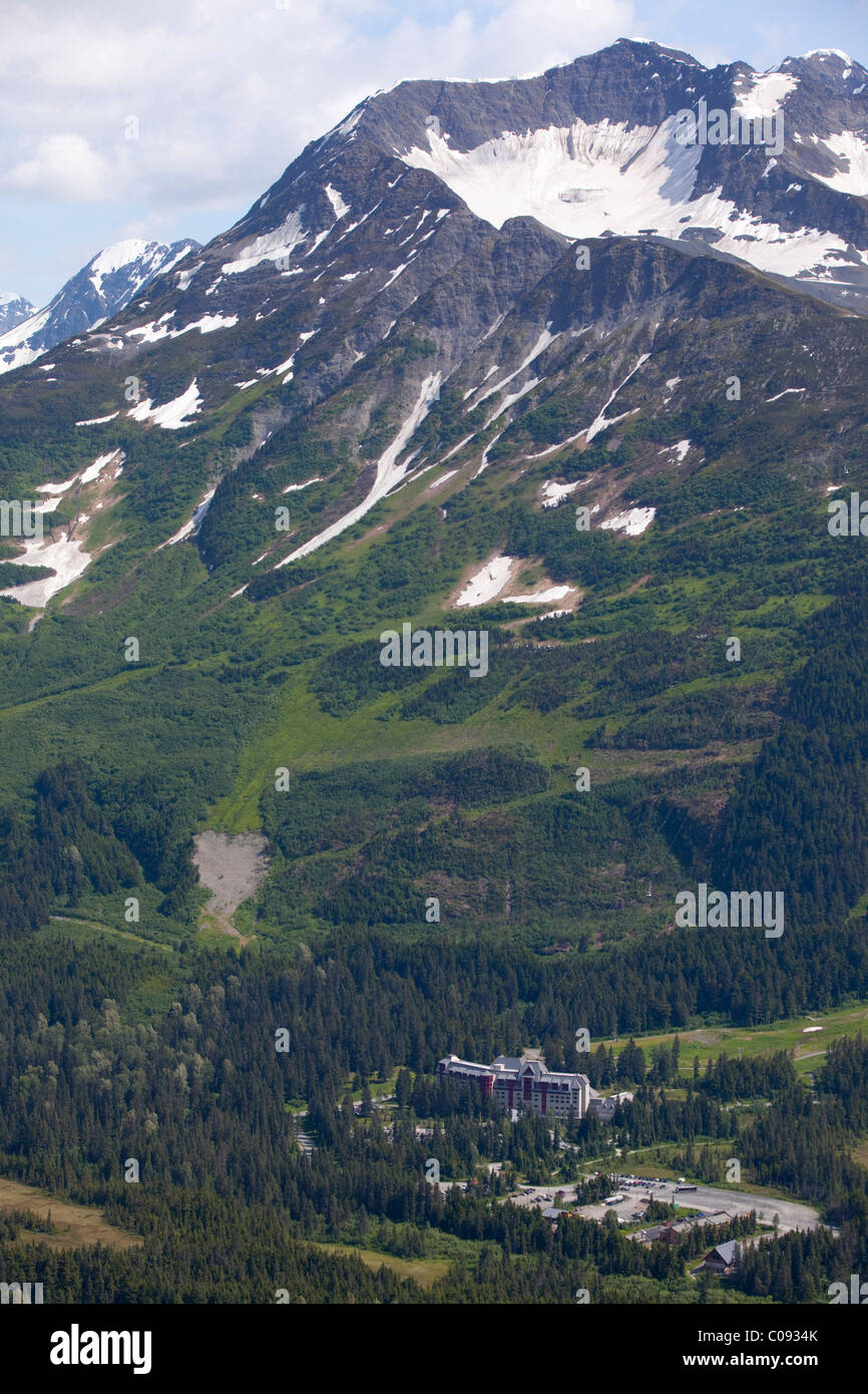 Aerial View Of Mount Alyeska And The Town Of Girdwood In Southcentral