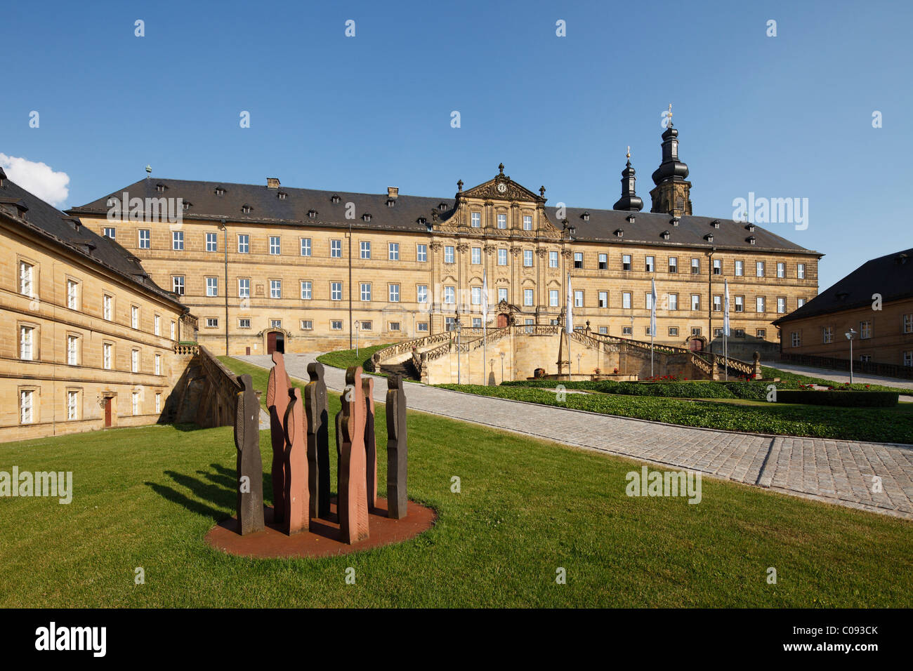 Inner courtyard of Banz Abbey, Bad Staffelstein, Upper Franconia, Franconia, Bavaria, Germany, Europe Stock Photo