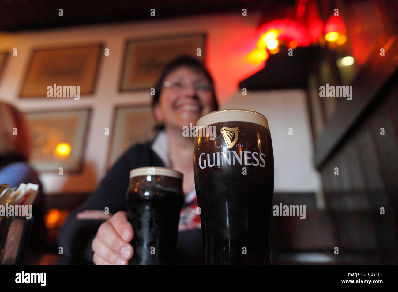 Pint of Guinness stout, Durty Nelly's pub, Bunratty, County Clare, Ireland, British Isles, Europe Stock Photo