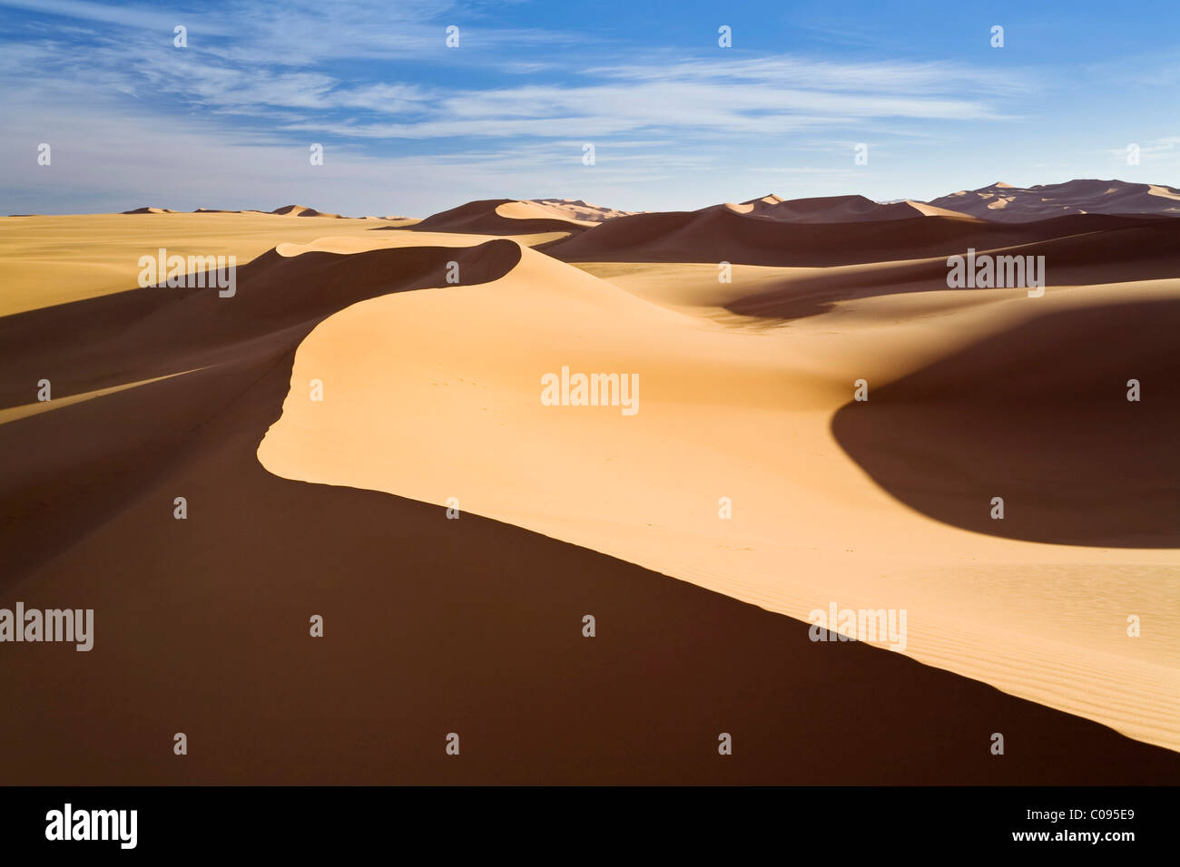 Sand dunes of the Libyan desert, Erg Murzuq, Libya, Sahara, North Africa, Africa Stock Photo