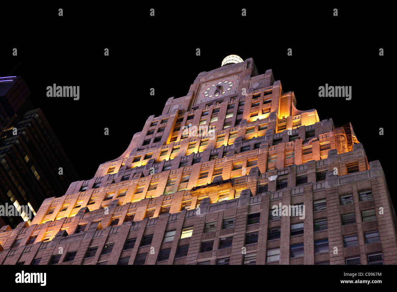 Buppa Gump Building, detail, night, Times Square, Manhattan, New York City, New York, USA Stock Photo