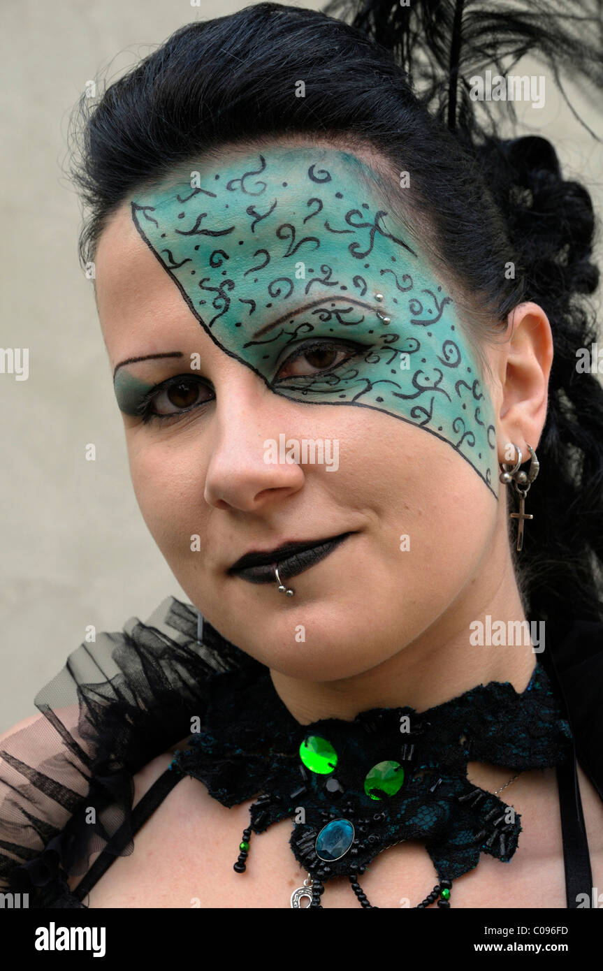 Young woman, Wave Gothic Treffen music festival, Leipzig, Saxony, Germany, Europe Stock Photo