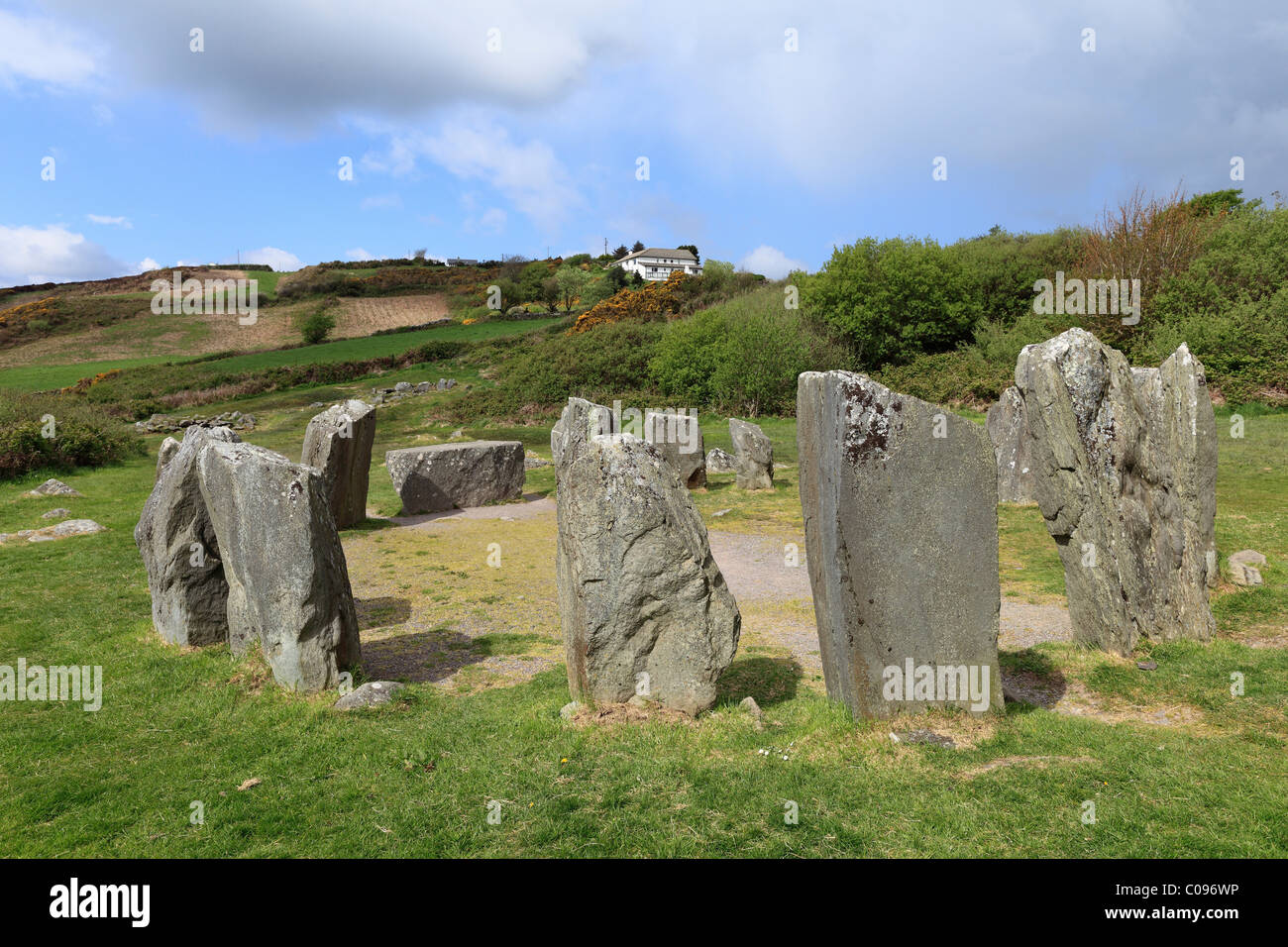 Drombeg Stone Circle, Megalithic culture, Glandore, Republic of Ireland, British Isles, Europe Stock Photo