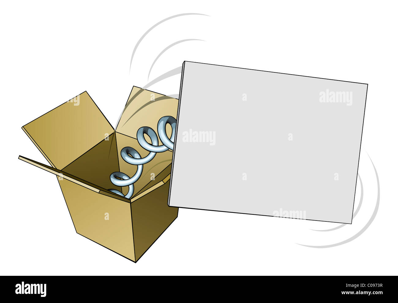 A sign springing out of a box with blank copyspace for your message Stock Photo