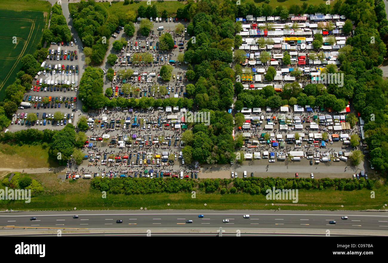 Aerial view, University of Dortmund, flea market, Dortmund, Ruhrgebiet region, North Rhine-Westphalia, Germany, Europe Stock Photo