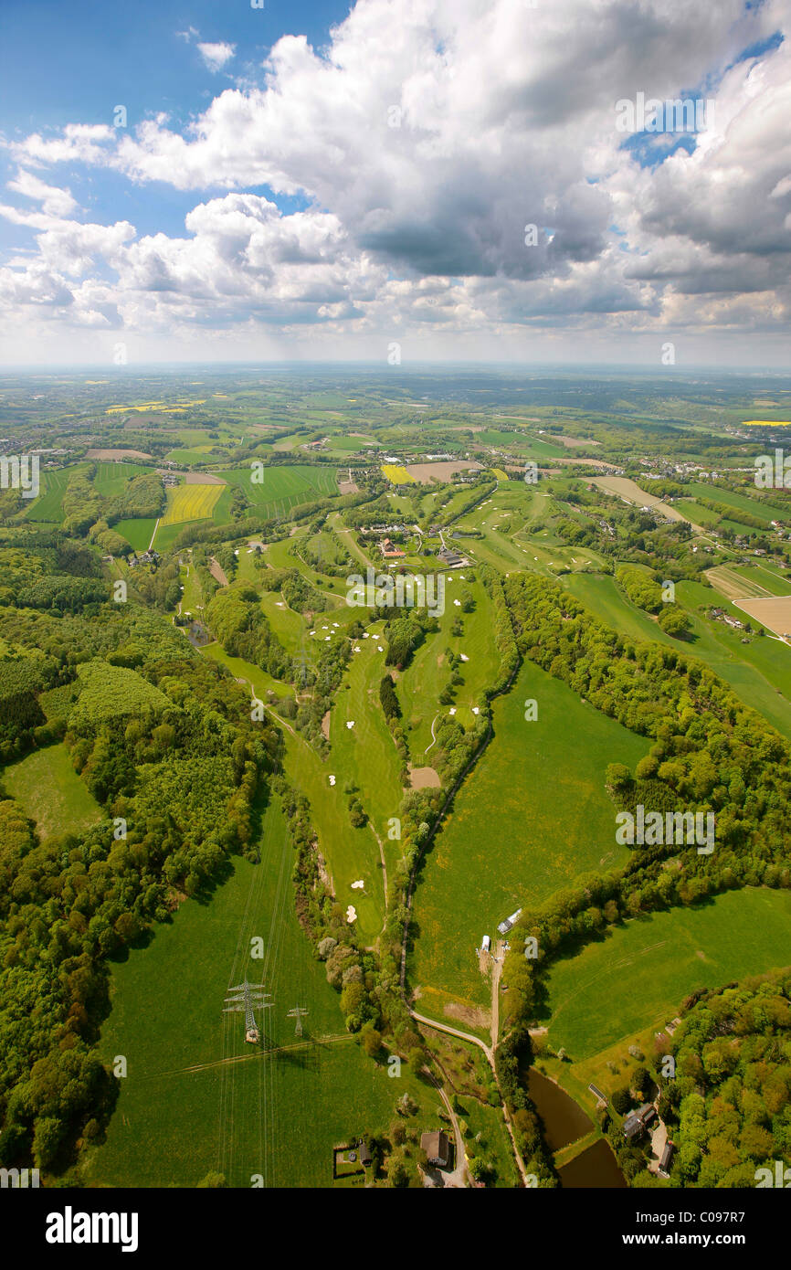 Aerial view, golf course Heidhausen, Essen, Ruhrgebiet region, North RhineWestphalia, Germany