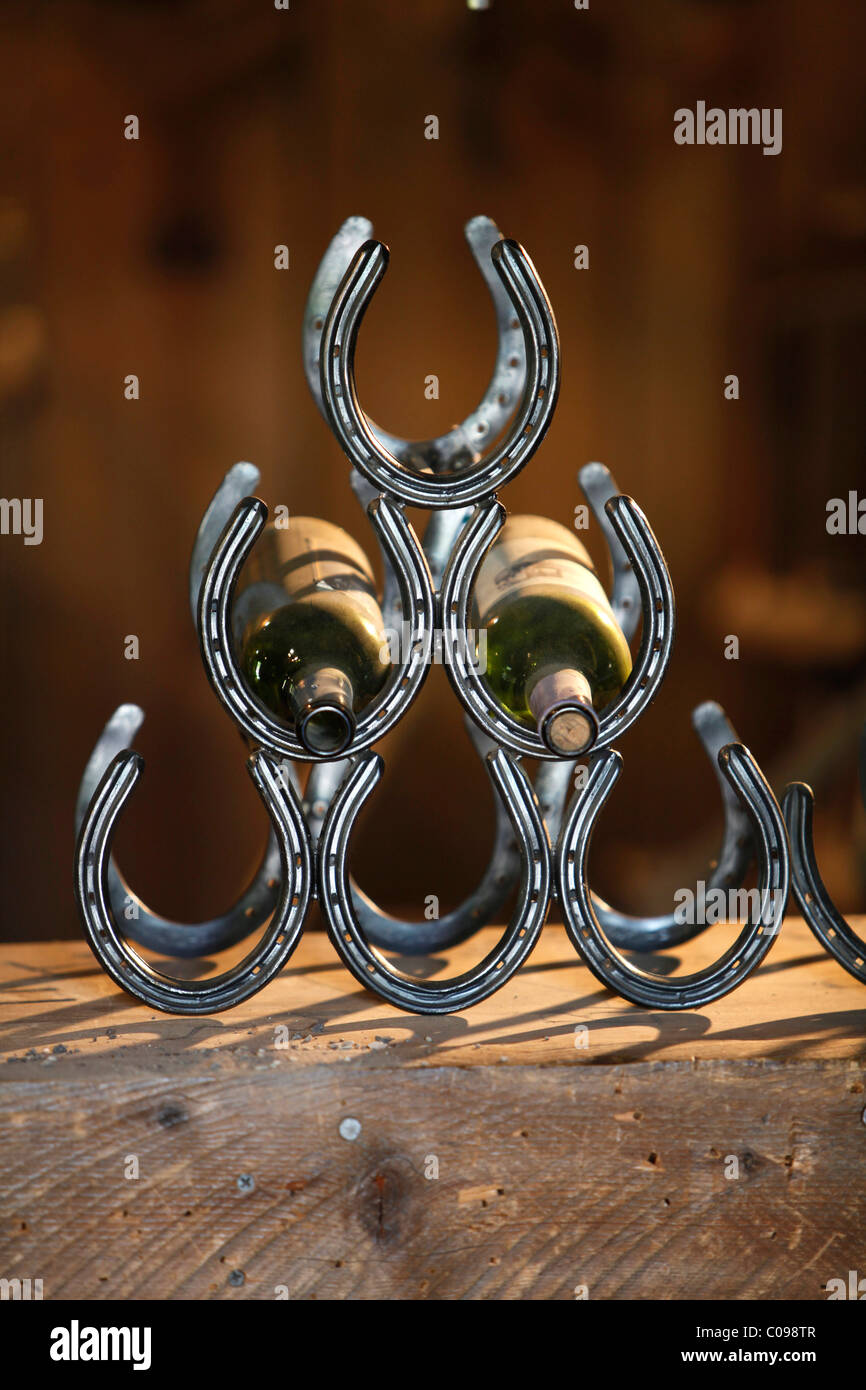 Wrought-iron work, blacksmith, horse shoes, in the historic Columbia State Park, California, USA Stock Photo