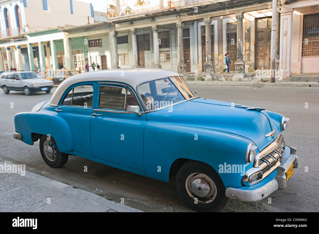 An old American blue 1950s automobile in a street in Havana  Cuba Stock Photo