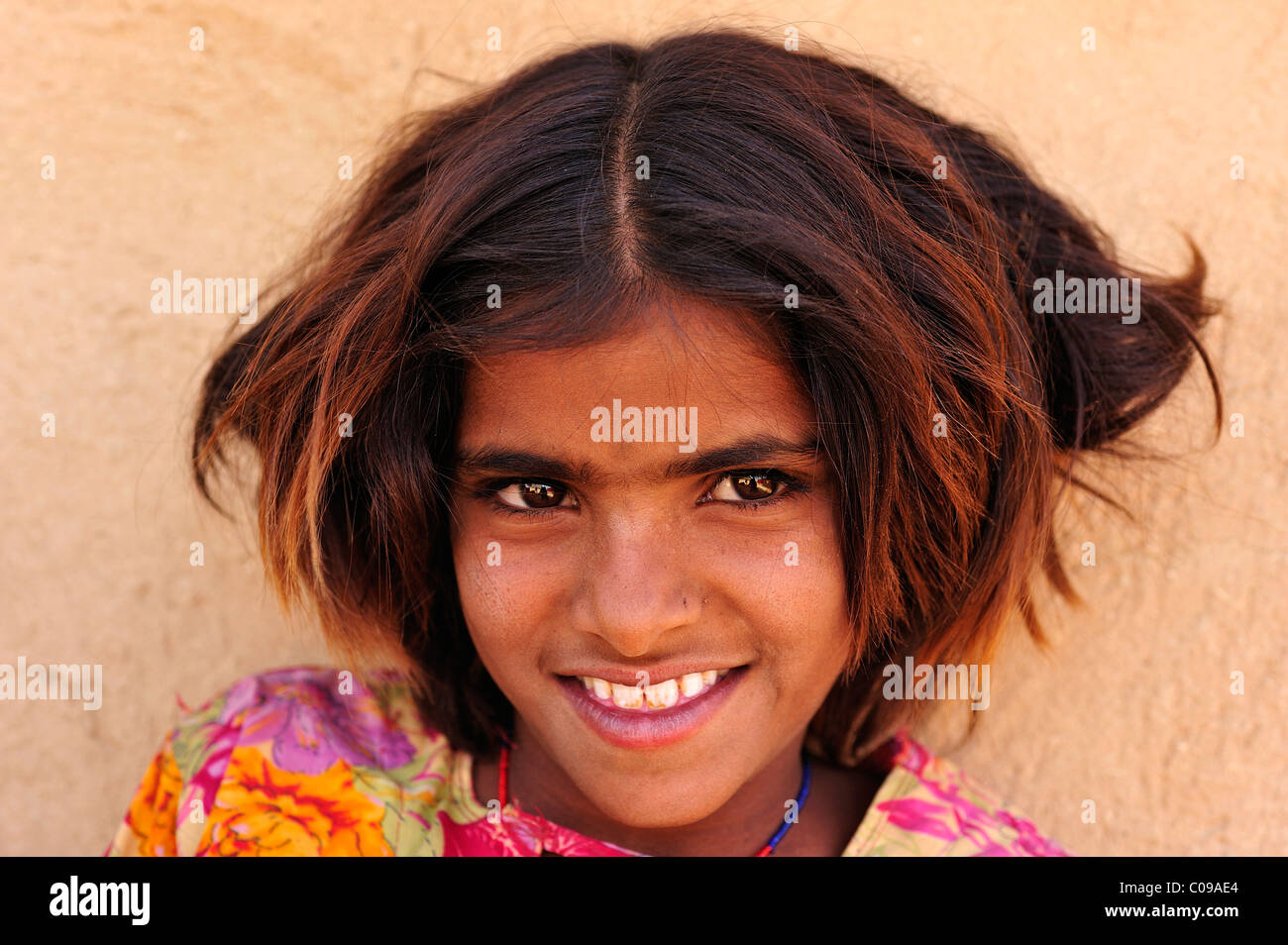 Portrait, young girl, Thar Desert, Rajasthan, India, Asia Stock Photo