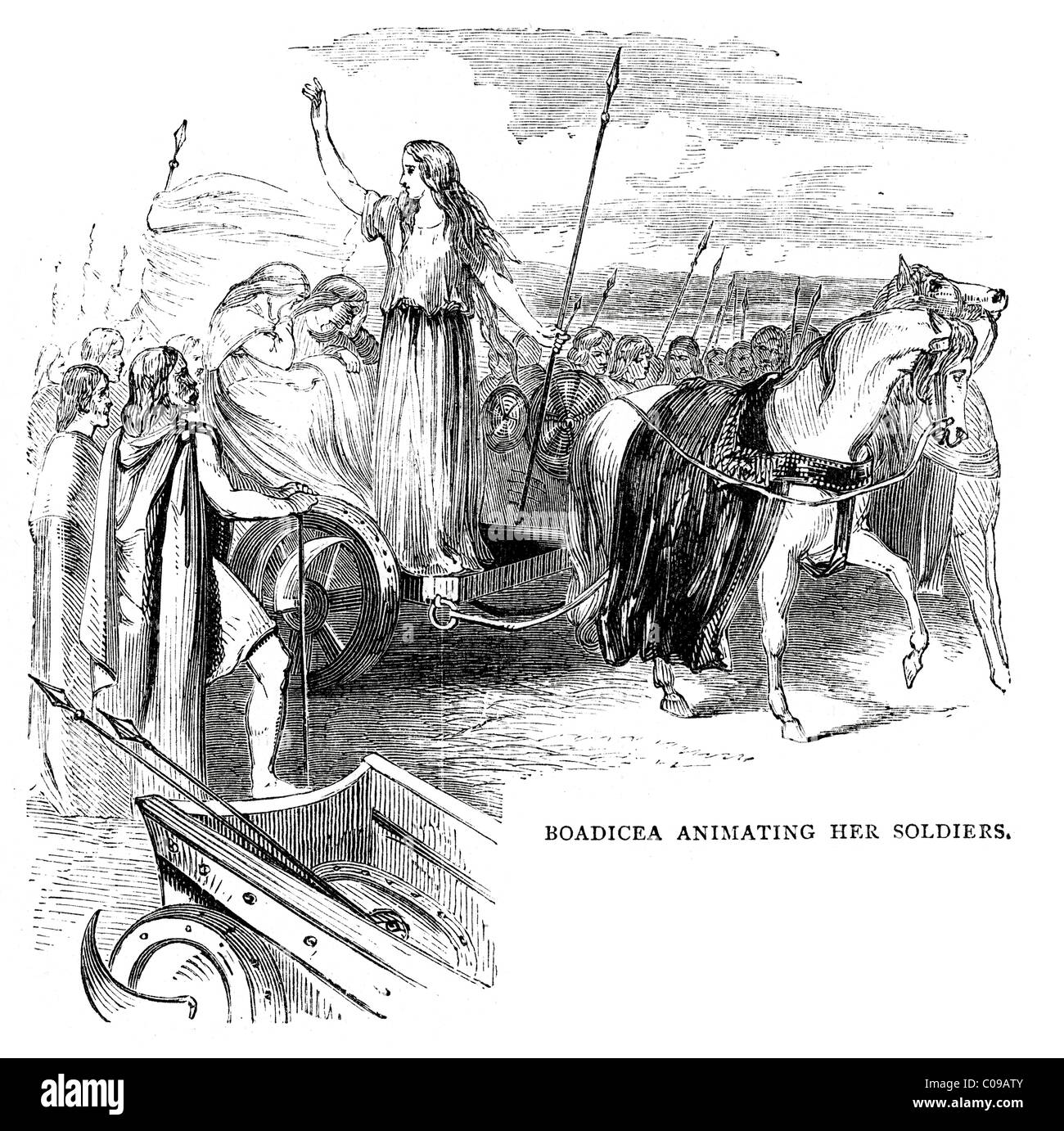 Boudica, or Boadicea was Queen of the Iceni tribe who led an uprising against the occupying forces of the Roman Empire Stock Photo