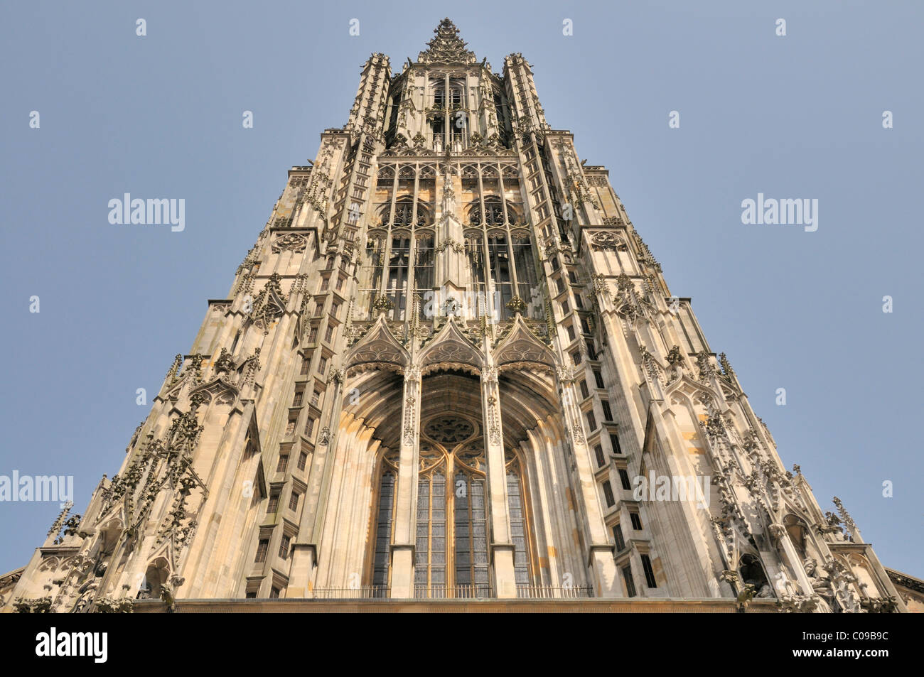 Ulmer Muenster cathedral, highest church tower in the world with 161.53m, Ulm, Baden