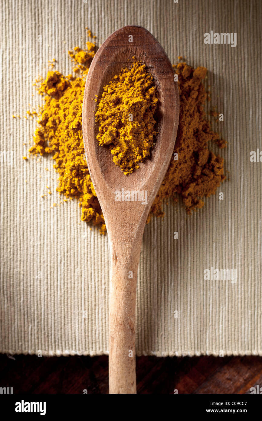 Curry on a Spoon Stock Photo
