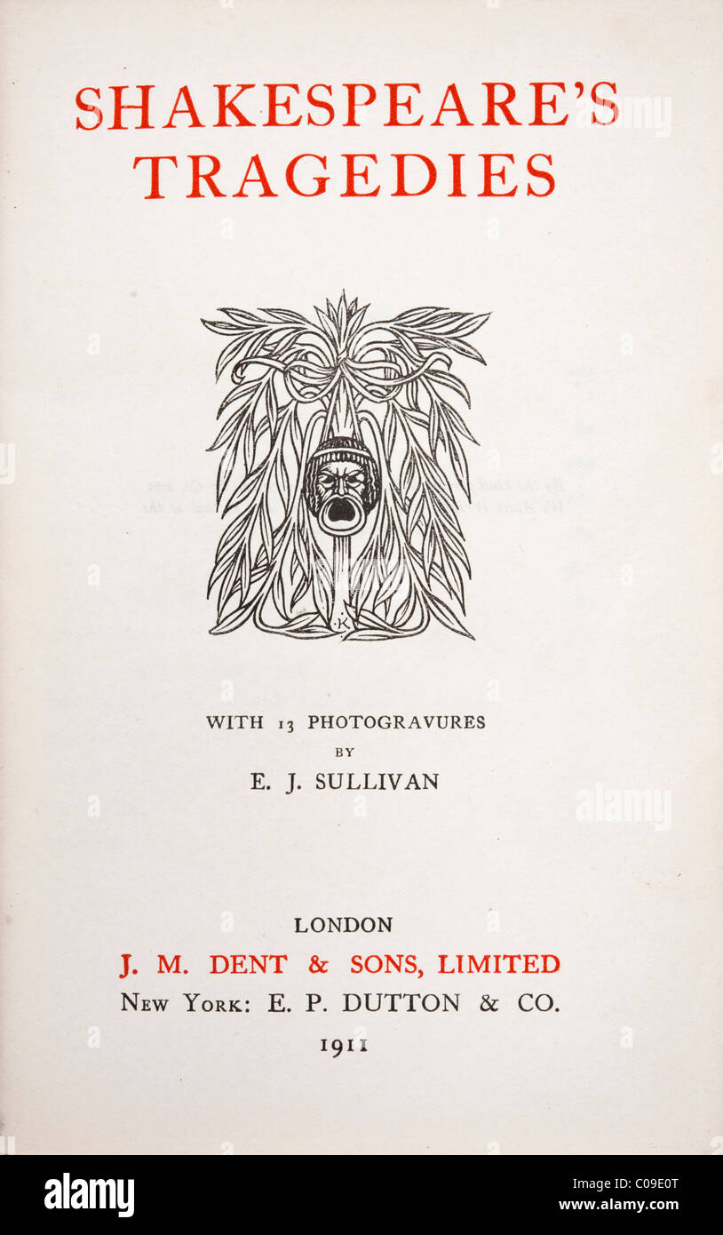 Title page of the 1911 JM Dent edition of Shakespeare's Tragedies Stock Photo