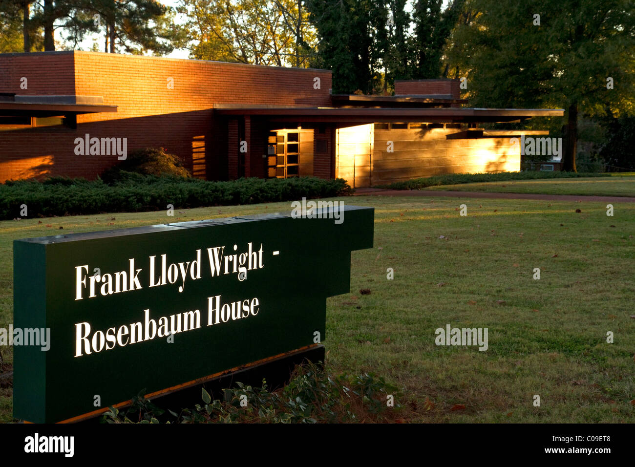 The Rosenbaum House designed by architect Frank Lloyd Wright is a public museum located in Florence, Alabama, USA. Stock Photo