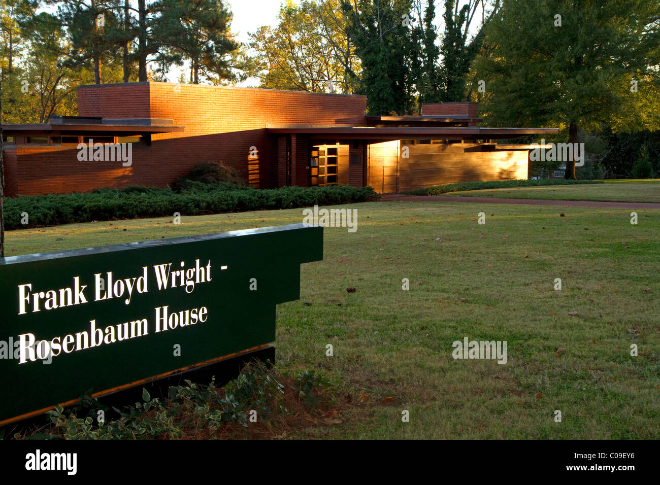 The Rosenbaum House designed by architect Frank Lloyd Wright is a public museum located in Florence, Alabama, USA. Stock Photo