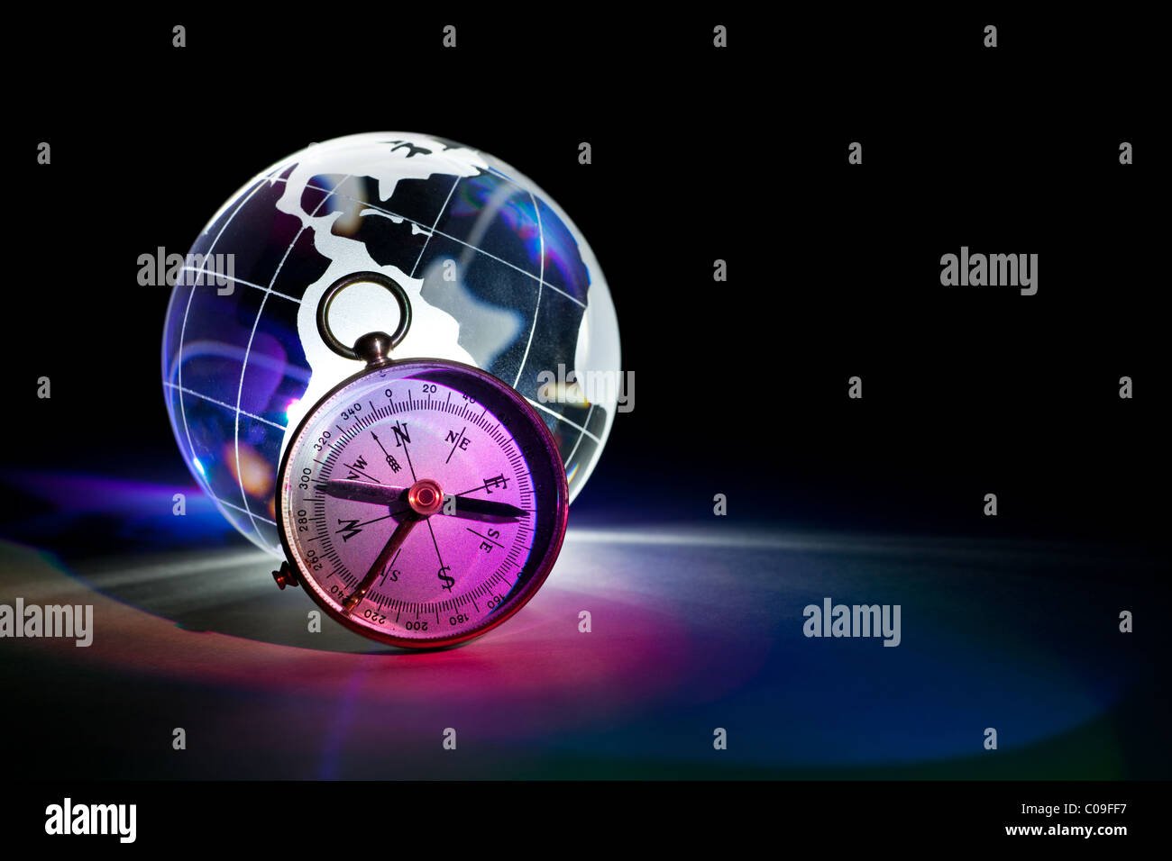 Globe and Compass for background Stock Photo - Alamy