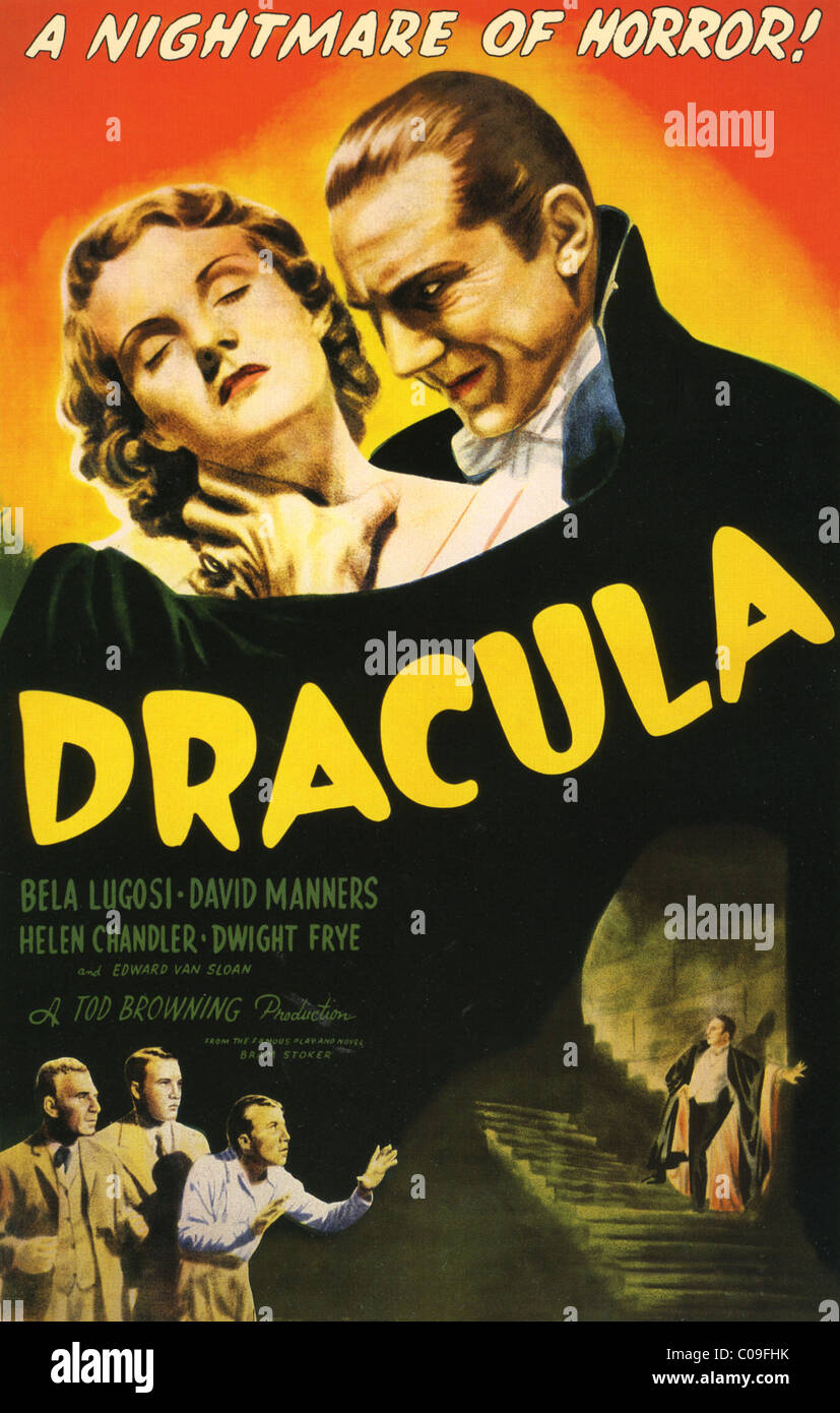 DRACULA  Poster for 1931 Universal film with Bela Lugosi and Helen Chandler Stock Photo