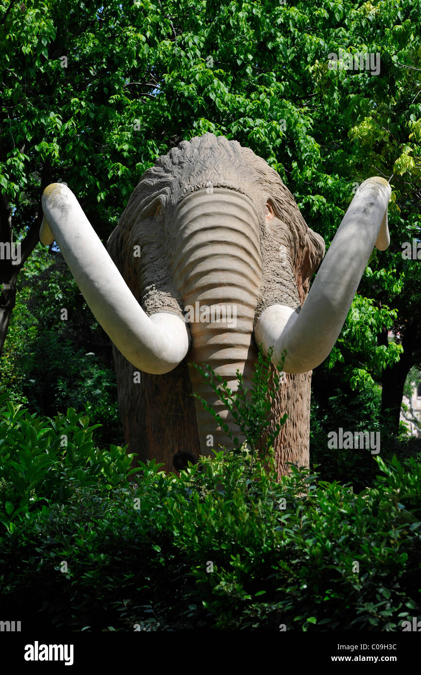 Recreation of a mammoth, Parc or Parque de la Ciutadella park, Barcelona, Catalonia, Spain, Europe Stock Photo