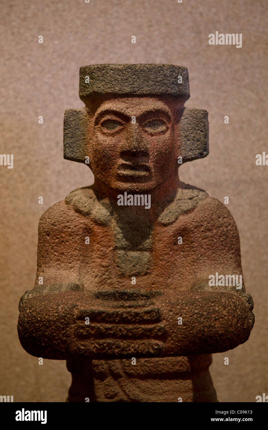 Statue of a Toltec warrior found in the ancient Toltec capital of Stock
