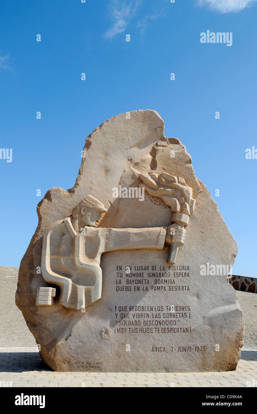 Memorial, monument, El Morro, mountain, landmark, theater of war, War of the Pacific, Arica, Norte Grande, North Chile, Chile Stock Photo
