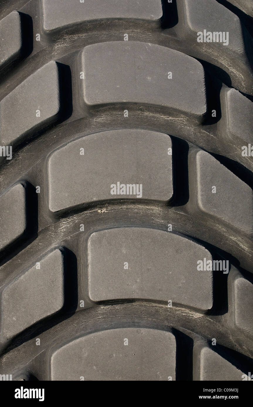 Detail, tire tread of a large vehicle Stock Photo