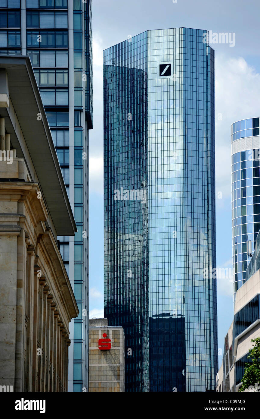 Deutsche Bank Zentrale German Bank headquarters skyscraper, Financial District, Frankfurt am Main, Hesse, Germany, Europe Stock Photo
